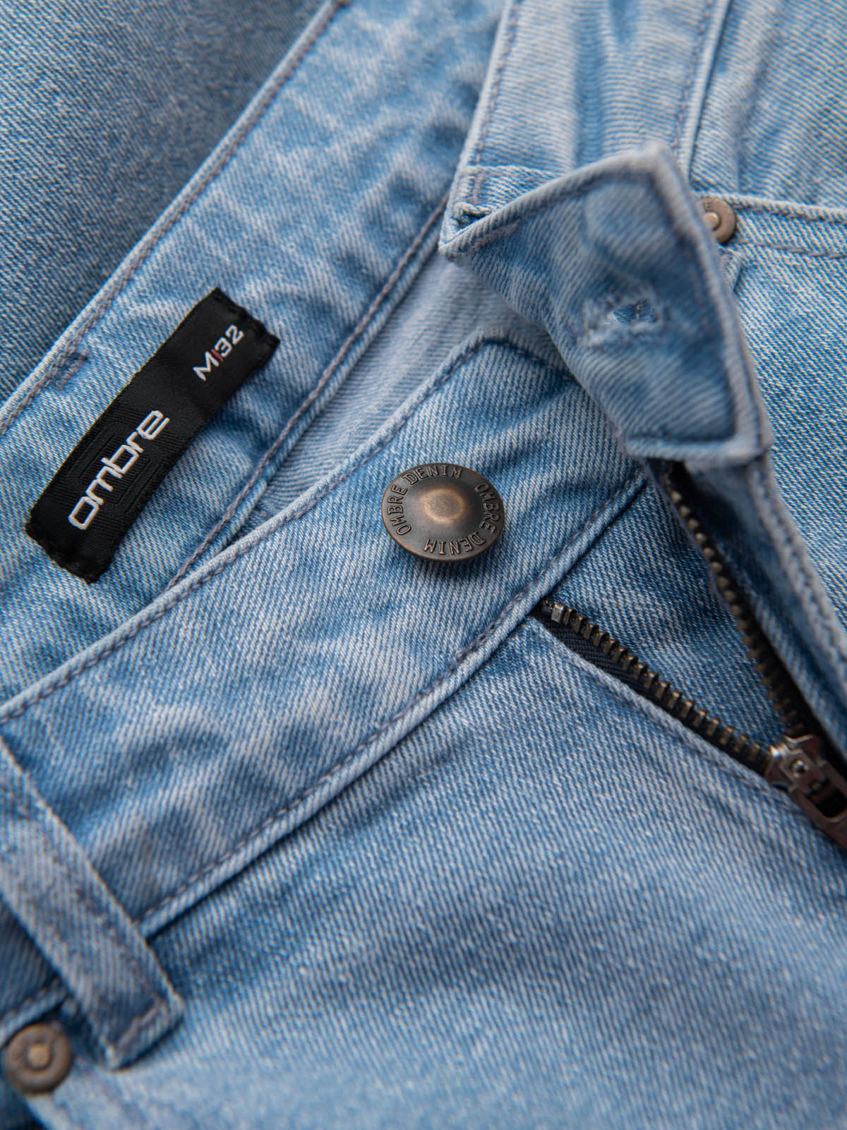 Ombre Men&#039;s CARROT FIT denim pants with subtle rubbing - light blue