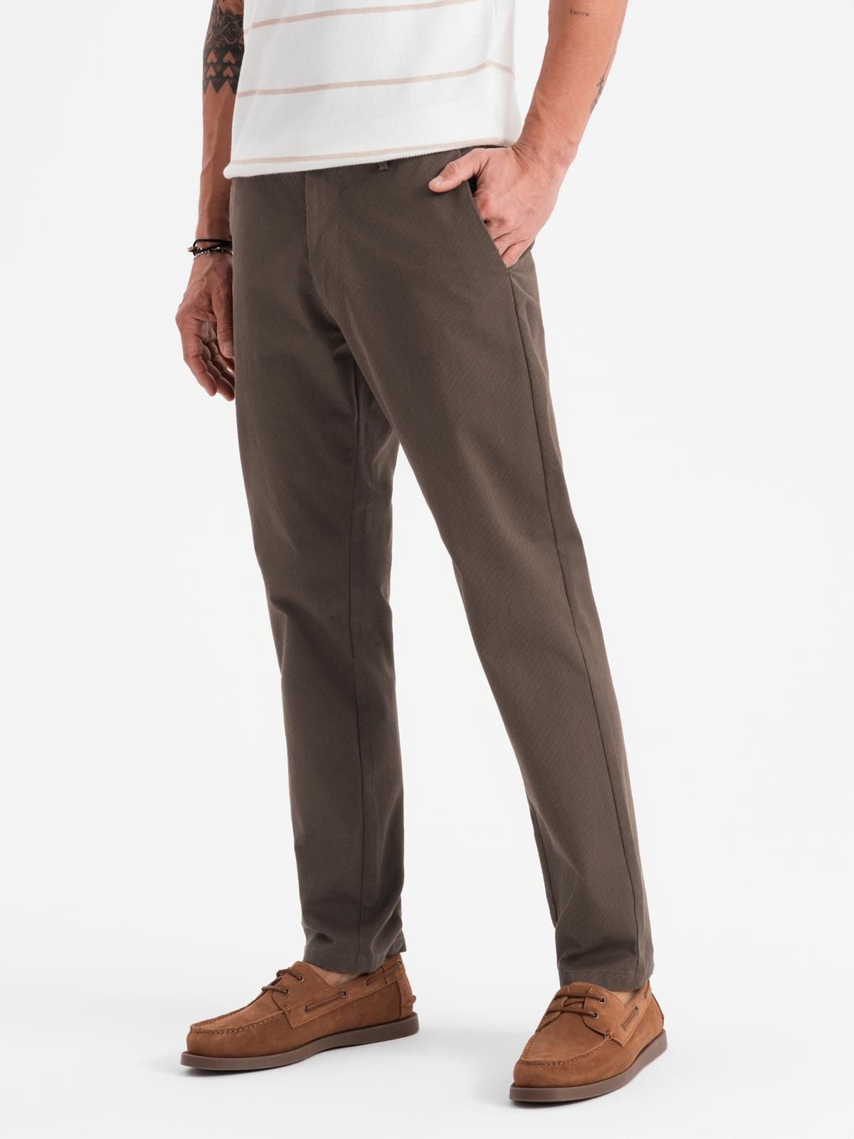 Ombre Men's REGULAR FIT chino pants with fine texture - brown