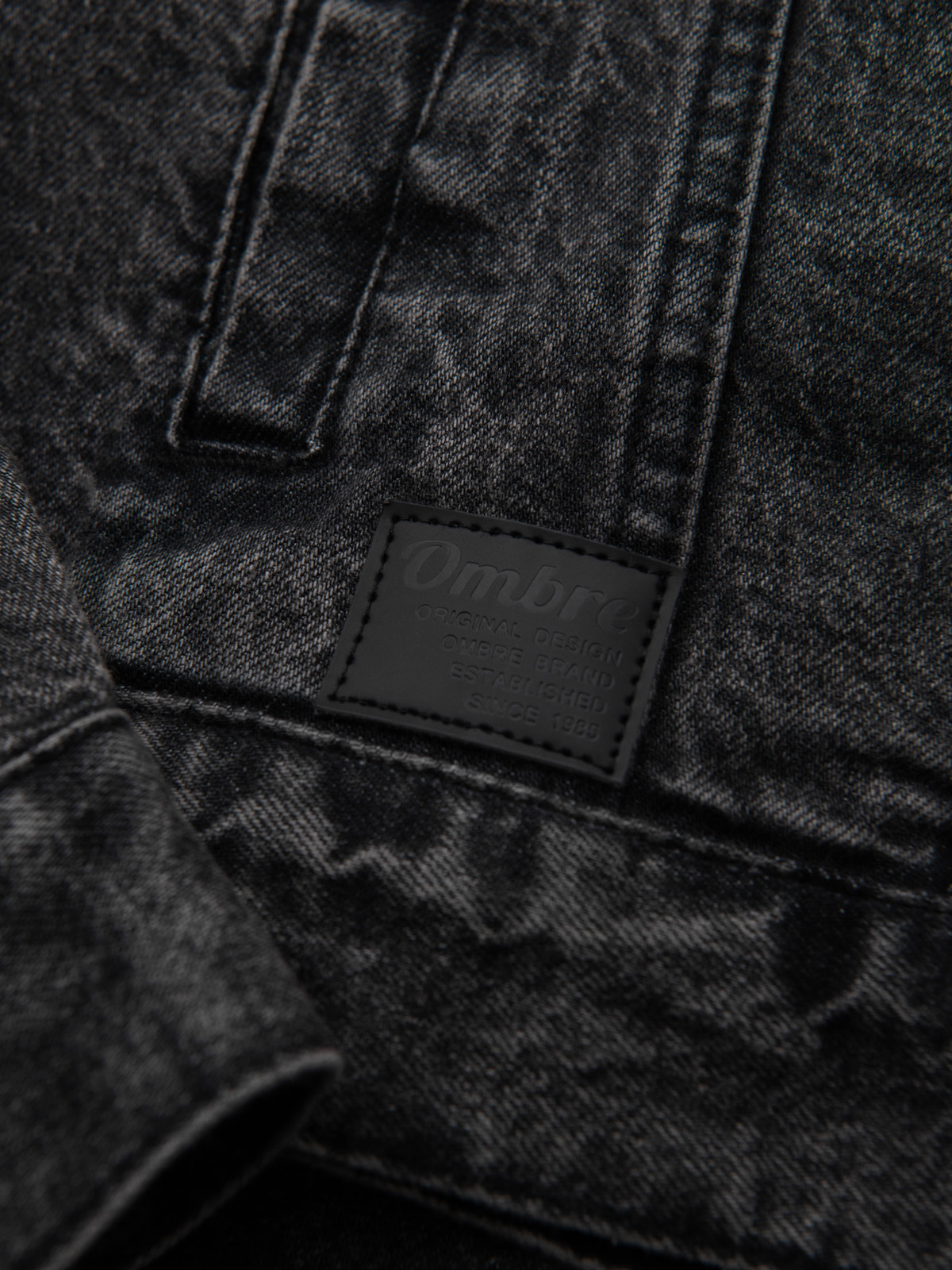 Ombre Men&#039;s denim jacket katana with washem - black