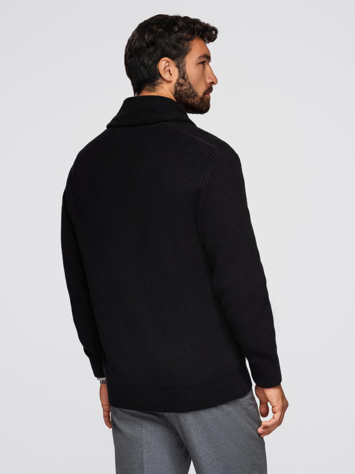 Ombre Men's cotton cardigan sweater with shawl collar - black