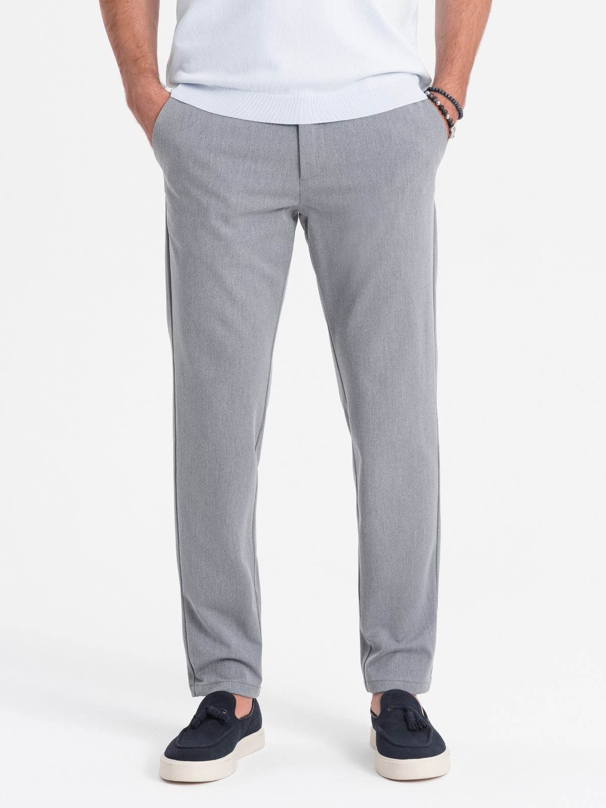Ombre Elegant men's SLIM FIT chino pants - light grey