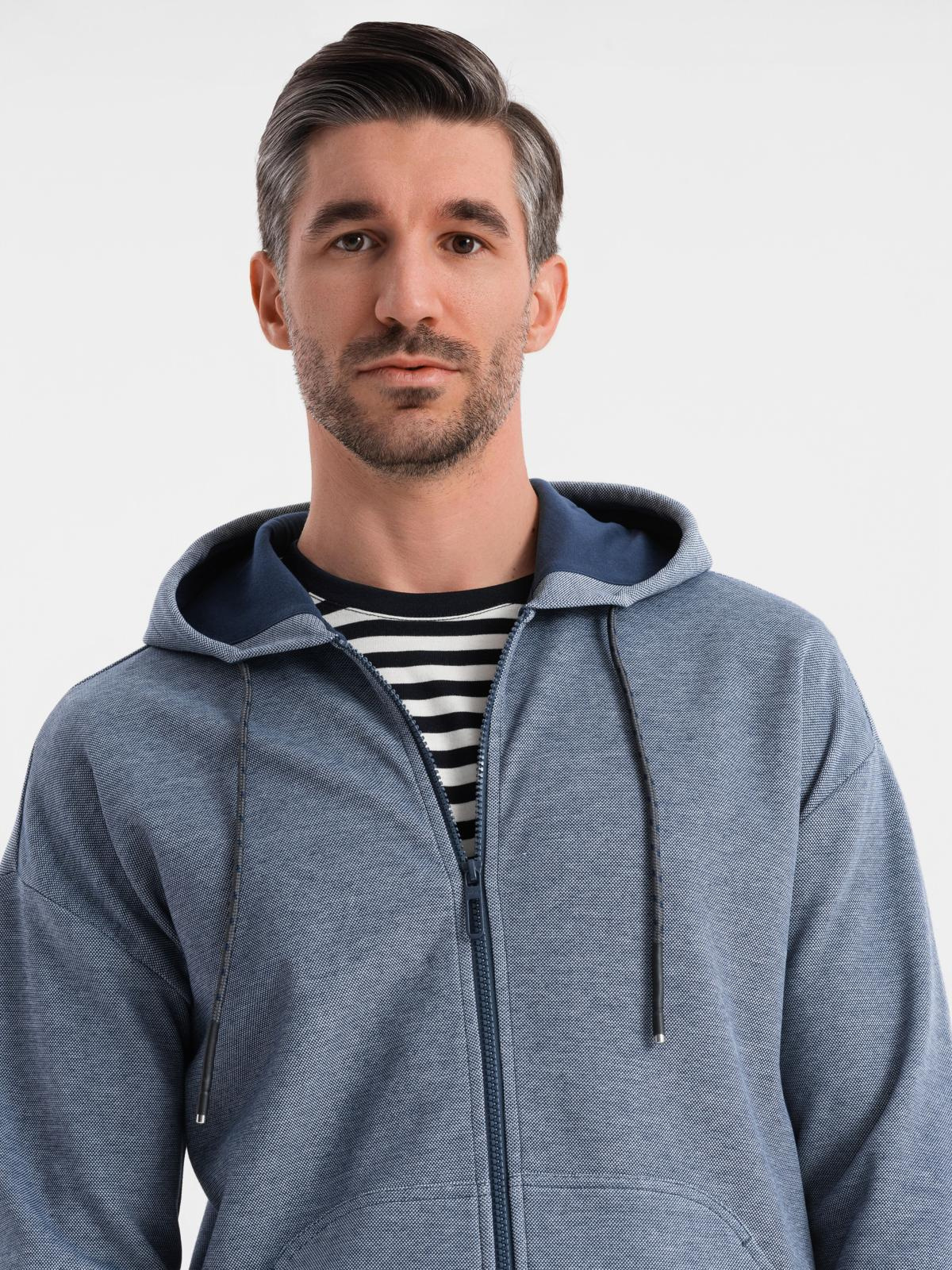 Ombre Men&#039;s soft-textured hooded sweatshirt - navy blue