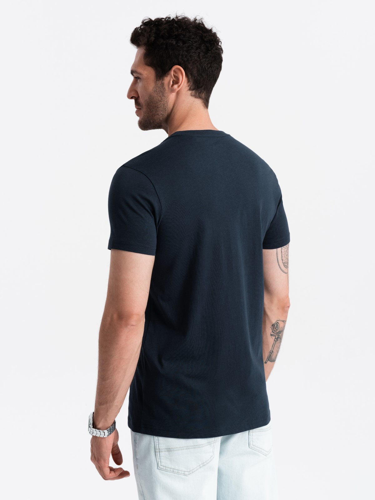 Ombre Men&#039;s motorcycle style printed t-shirt - navy blue