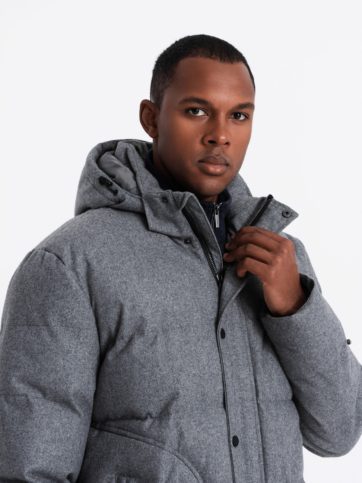Ombre Men's lightweight jacket with mesh lining and hood - grey