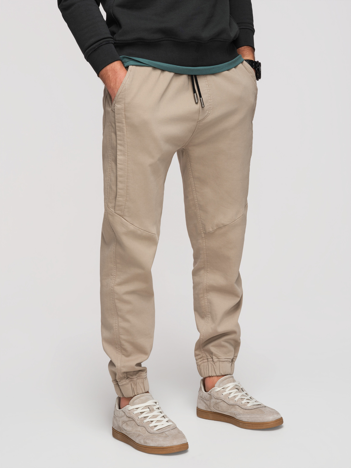 Ombre Men's knitted jogger trousers with stitching on legs