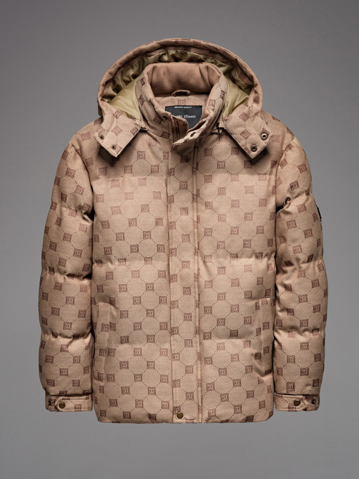 Ombre Men's jacquard patterned puffer jacket-brown