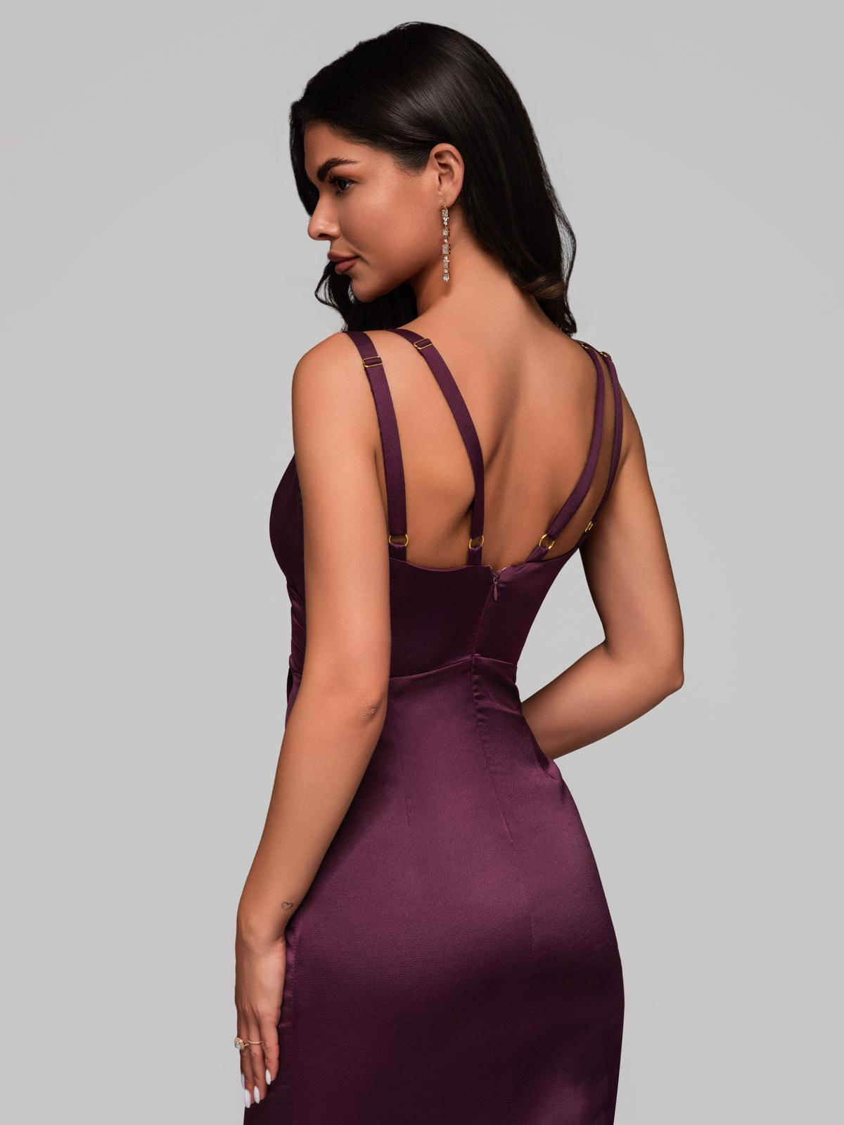 Edoti Women's midi dress with slim straps and a sweetheart neckline LIDIA DL