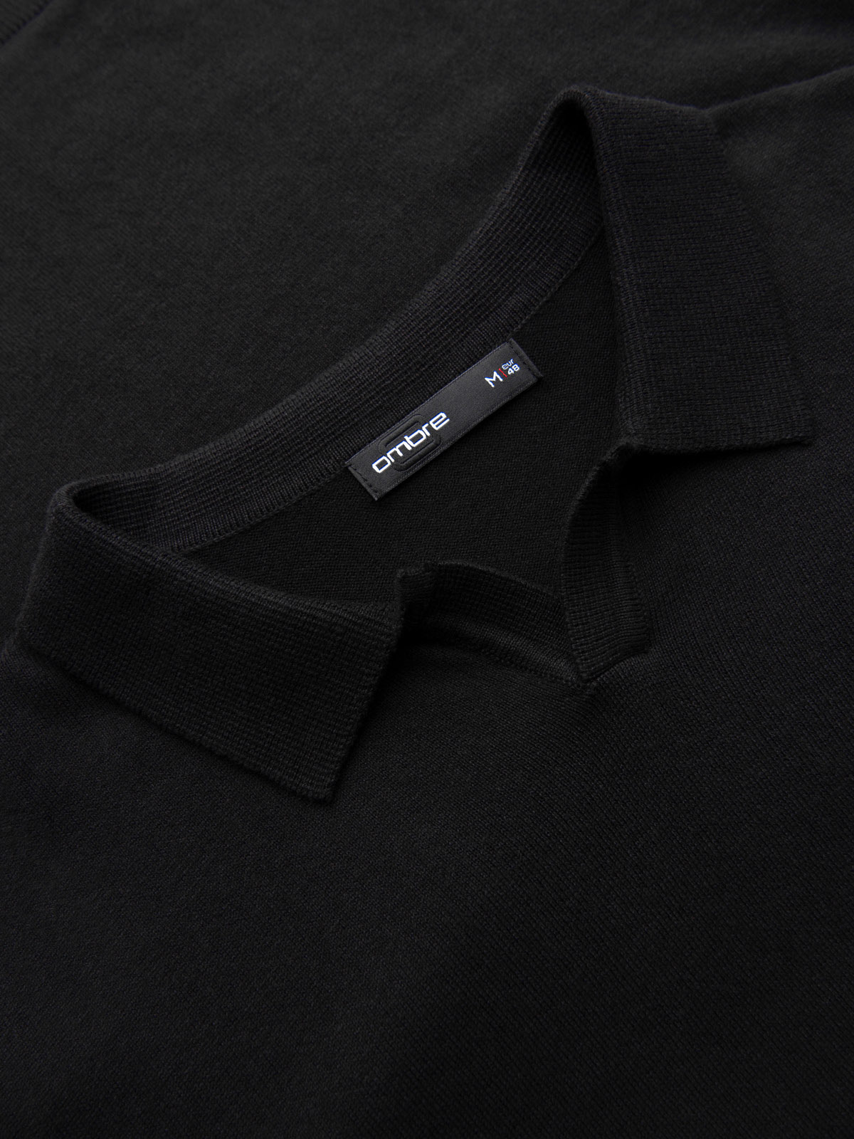 Ombre Men's polo sweater with embroidery on chest - black