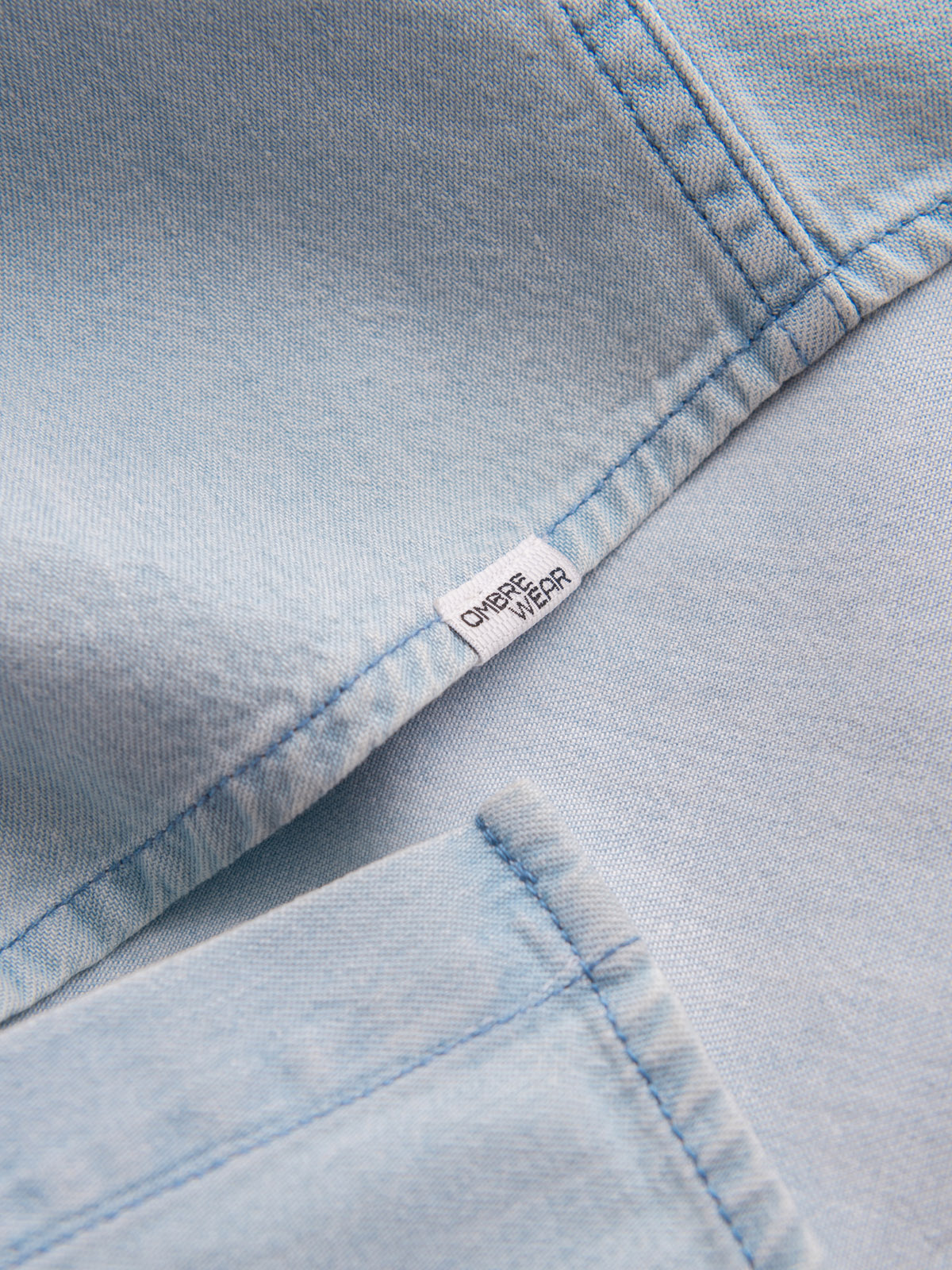 Ombre Men's denim snap shirt with pockets - light blue