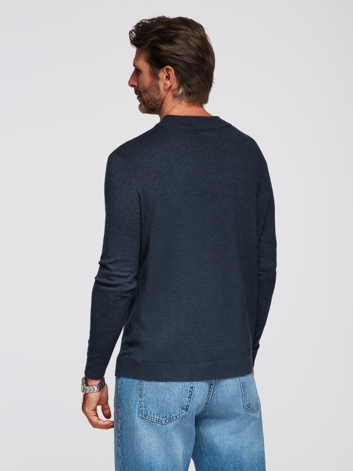 Ombre Men's knitted half turtleneck with viscose - navy blue