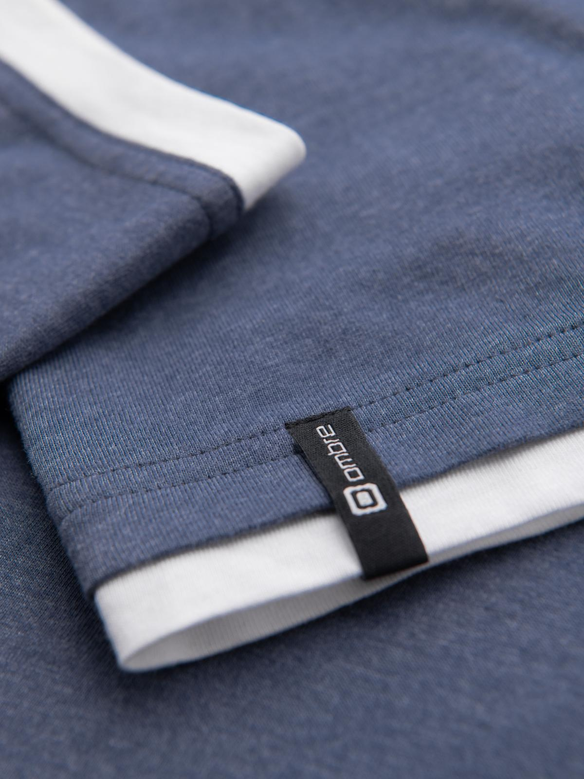 Ombre Men's hooded cotton t-shirt - dark blue melange