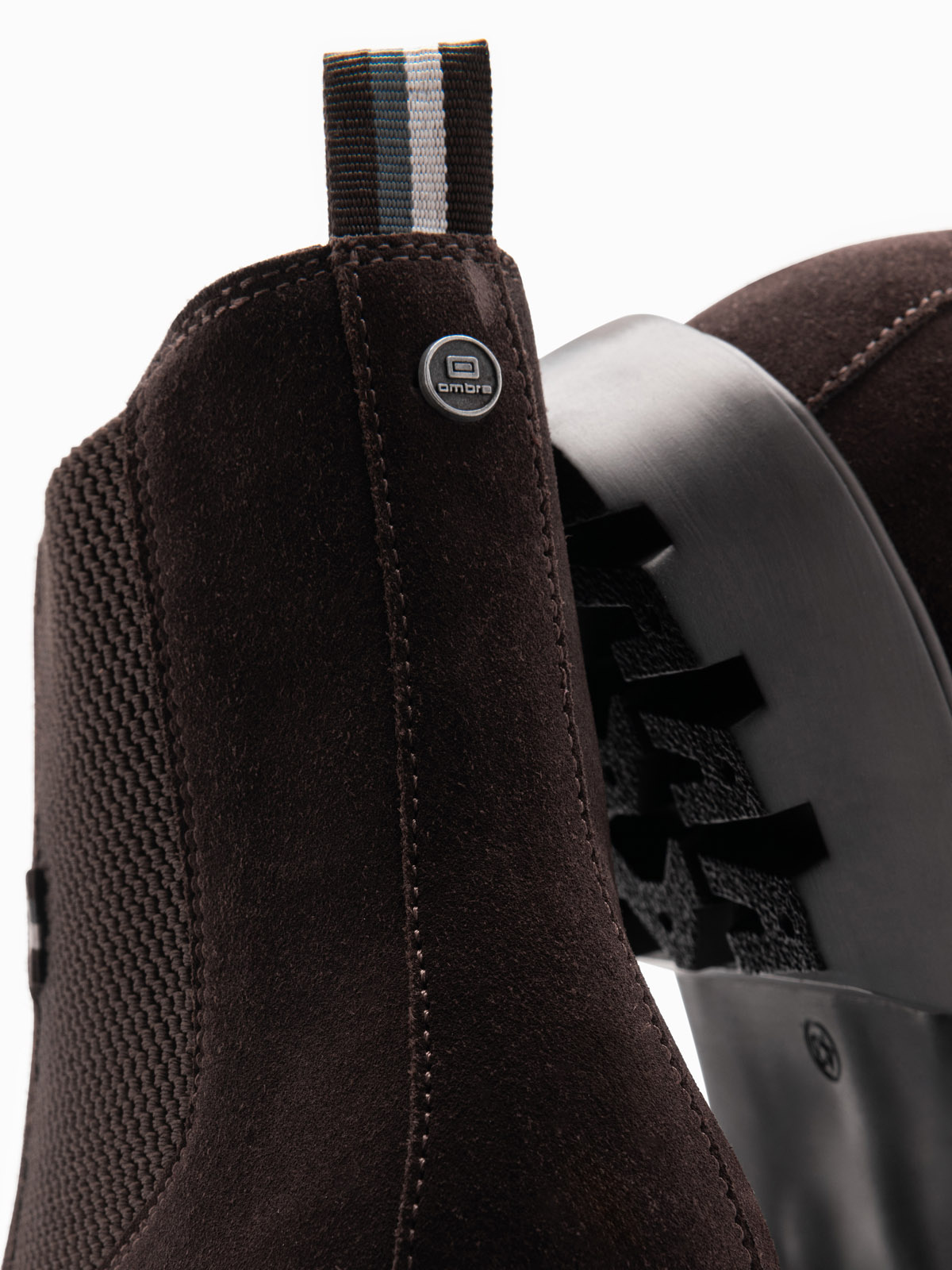 Ombre Men's suede slip-on shoes with high upper - dark brown