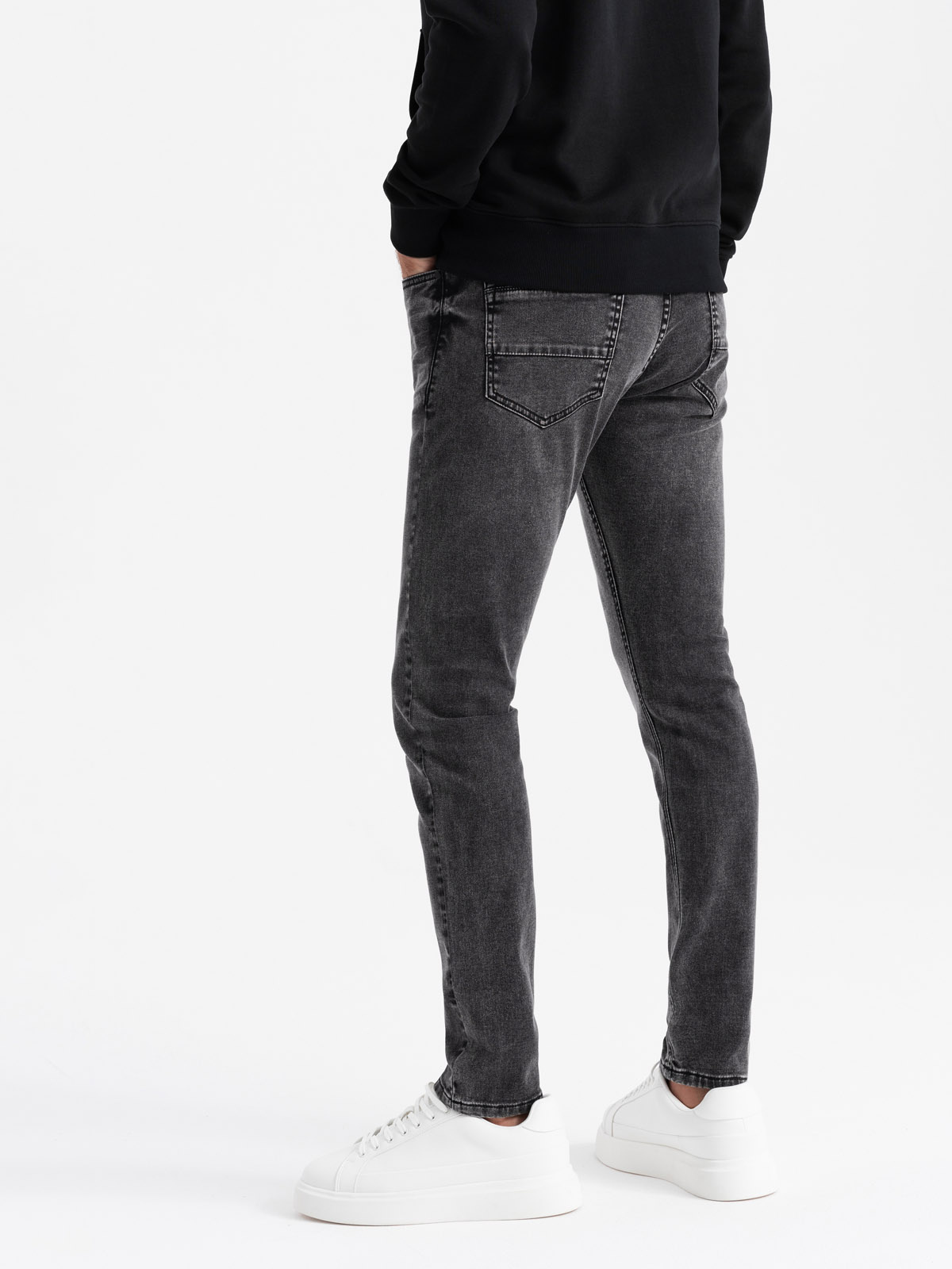 Ombre Men's tailored denim SLIM FIT pants with elastane - graphite