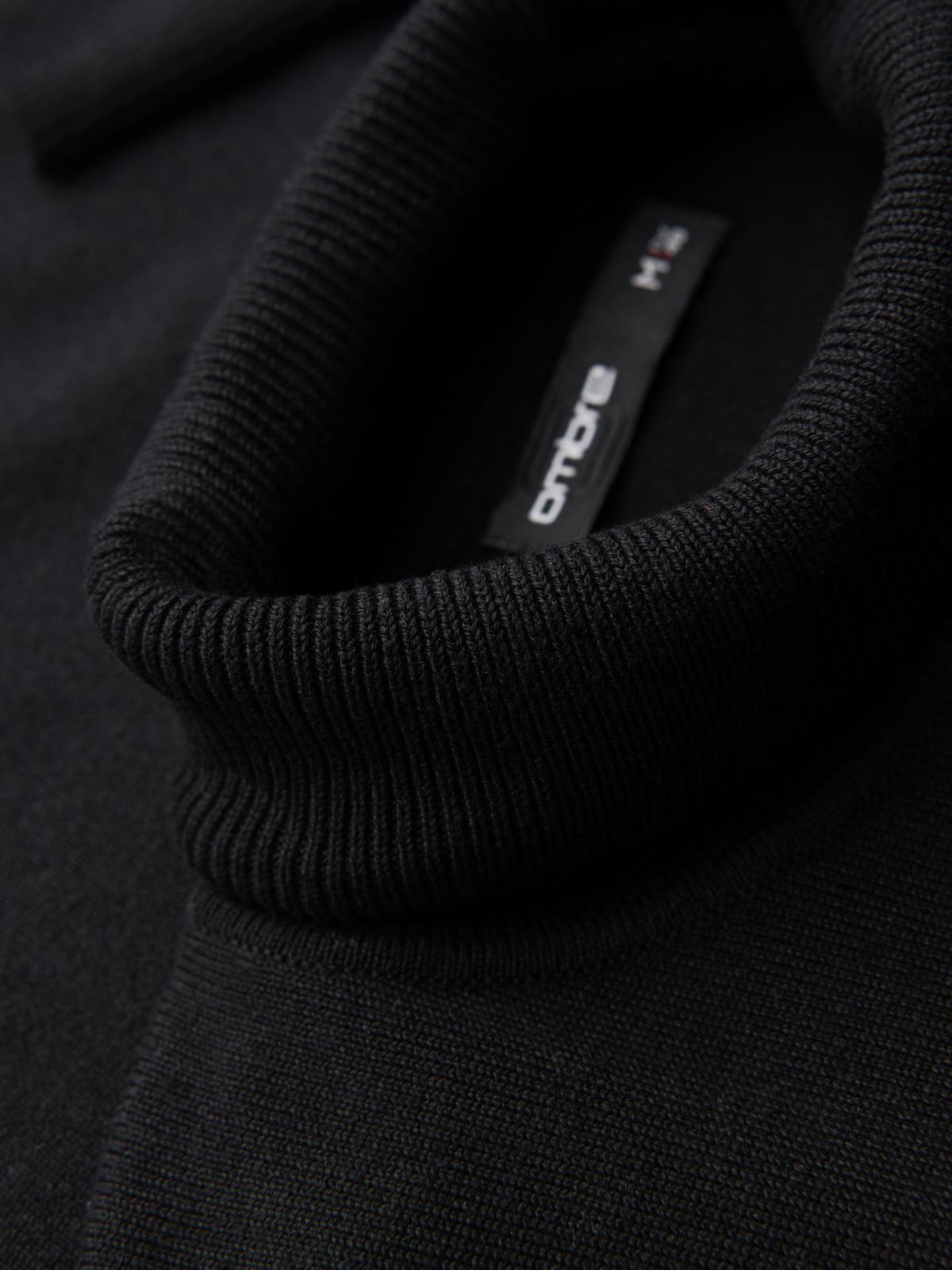 Ombre Men&#039;s knitted fitted turtleneck with viscose - black