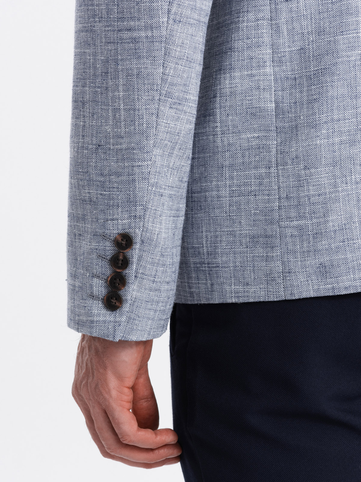 Ombre Men&#039;s REGULAR cut jacket with linen - light blue