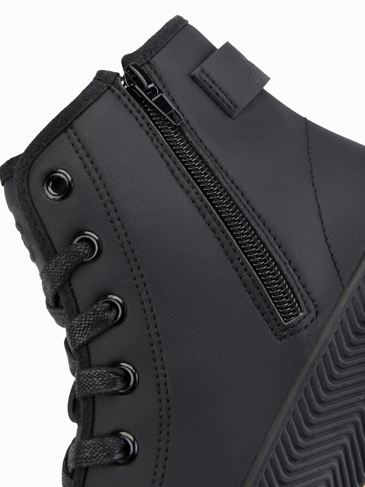 Ombre Men's high top sneakers with zipper for easy donning - black
