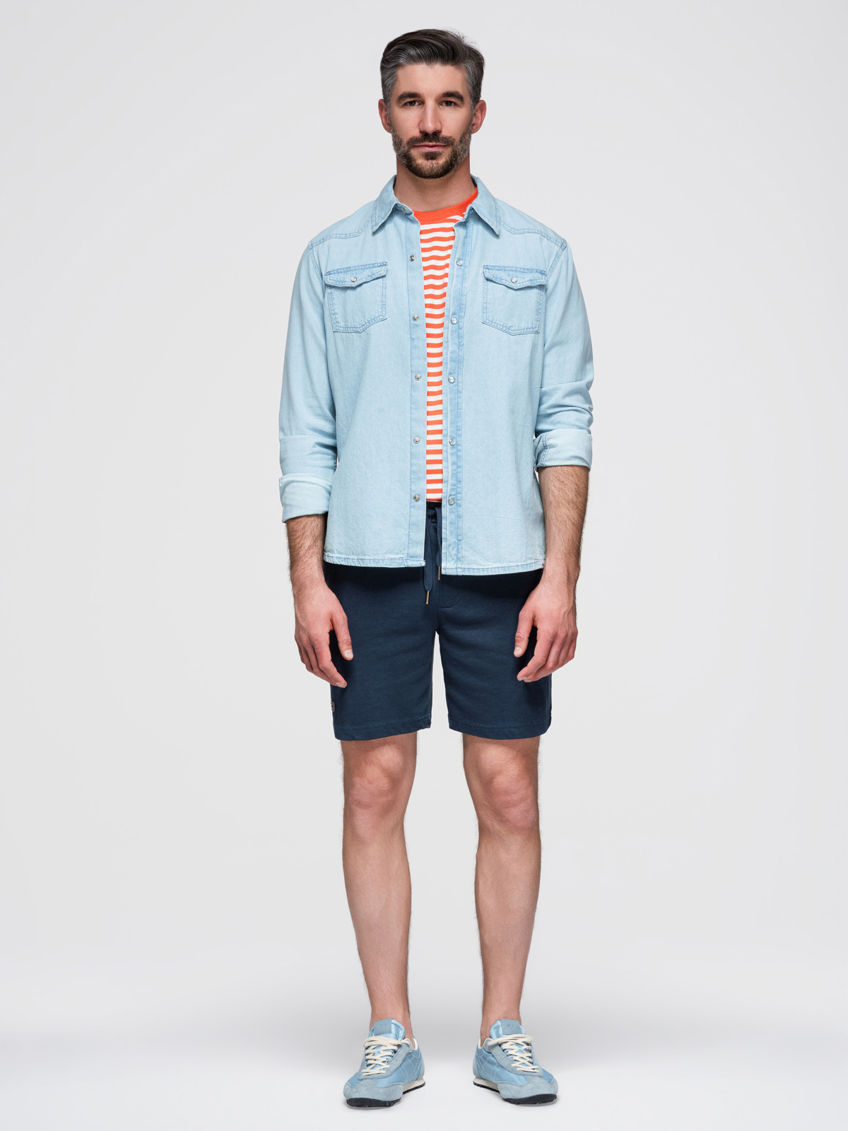 Ombre Men's RELAXED FIT short sweat shorts in athleisure style - navy blue