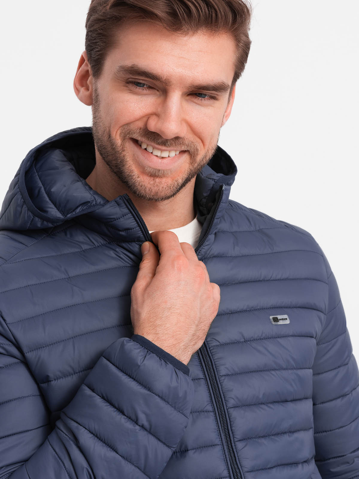 Ombre Men's quilted bagged jacket - navy blue