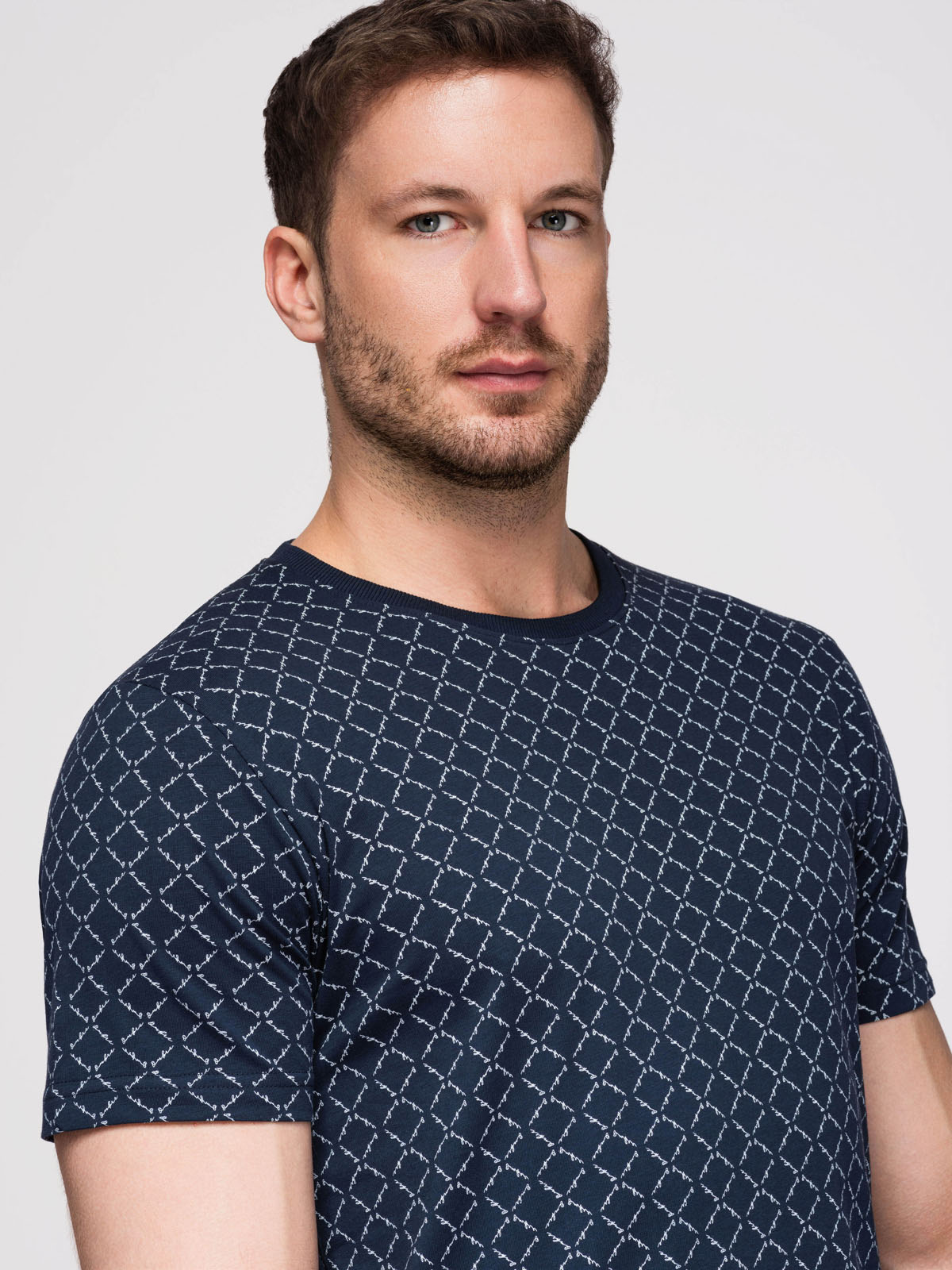 Ombre Men's full print knit shirt - navy blue