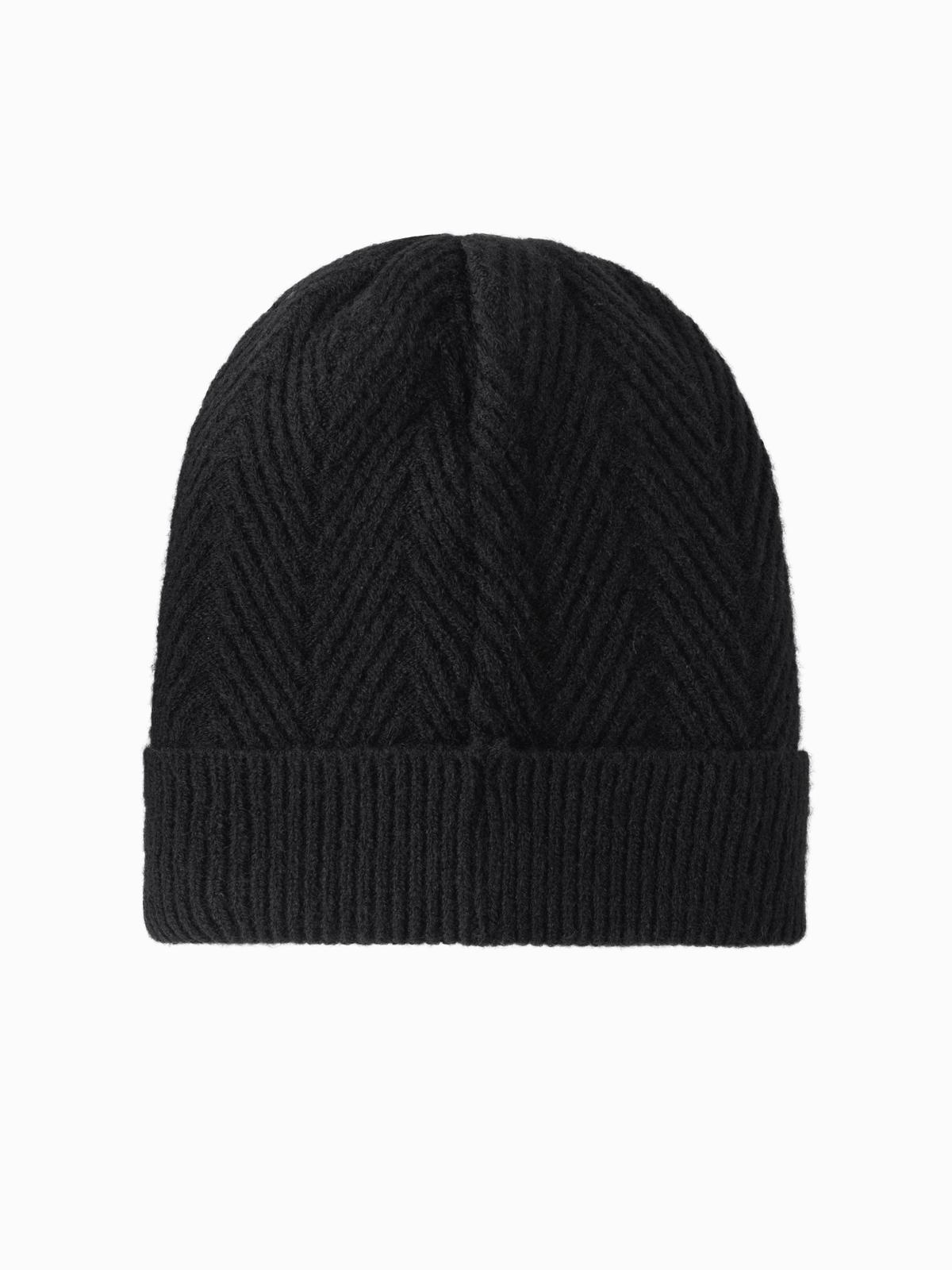 Ombre Men's knitted sweater-knit cap with patch - black