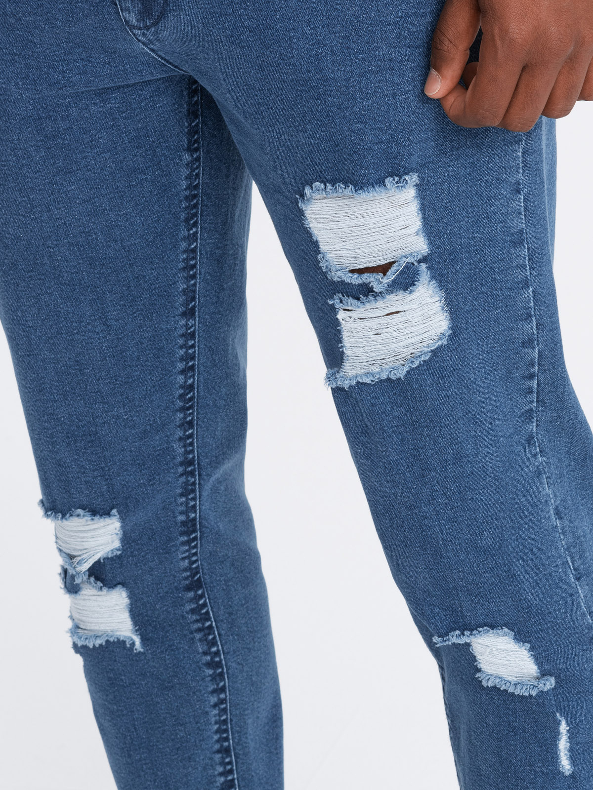 Ombre Washable men&#039;s TAPER FIT denim pants with rubbing - blue