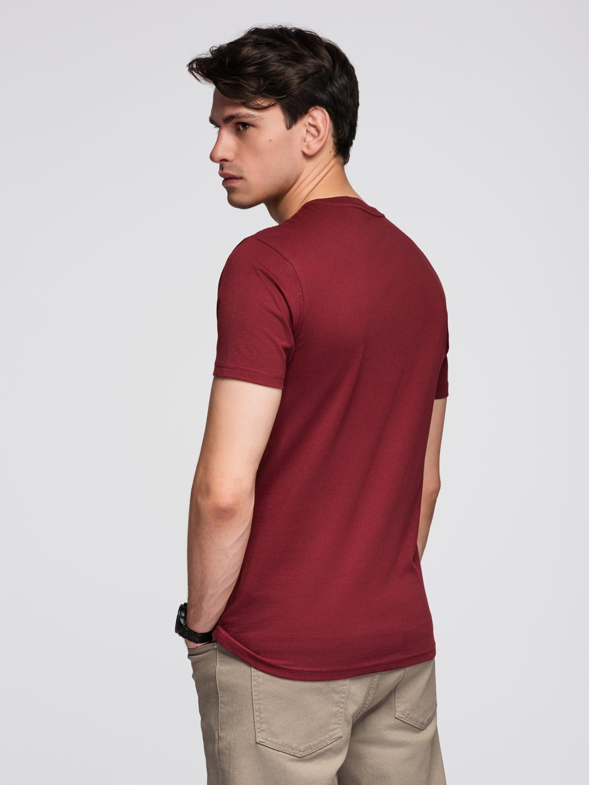 Ombre BASIC men's cotton classic tee shirt with a v-neck - maroon