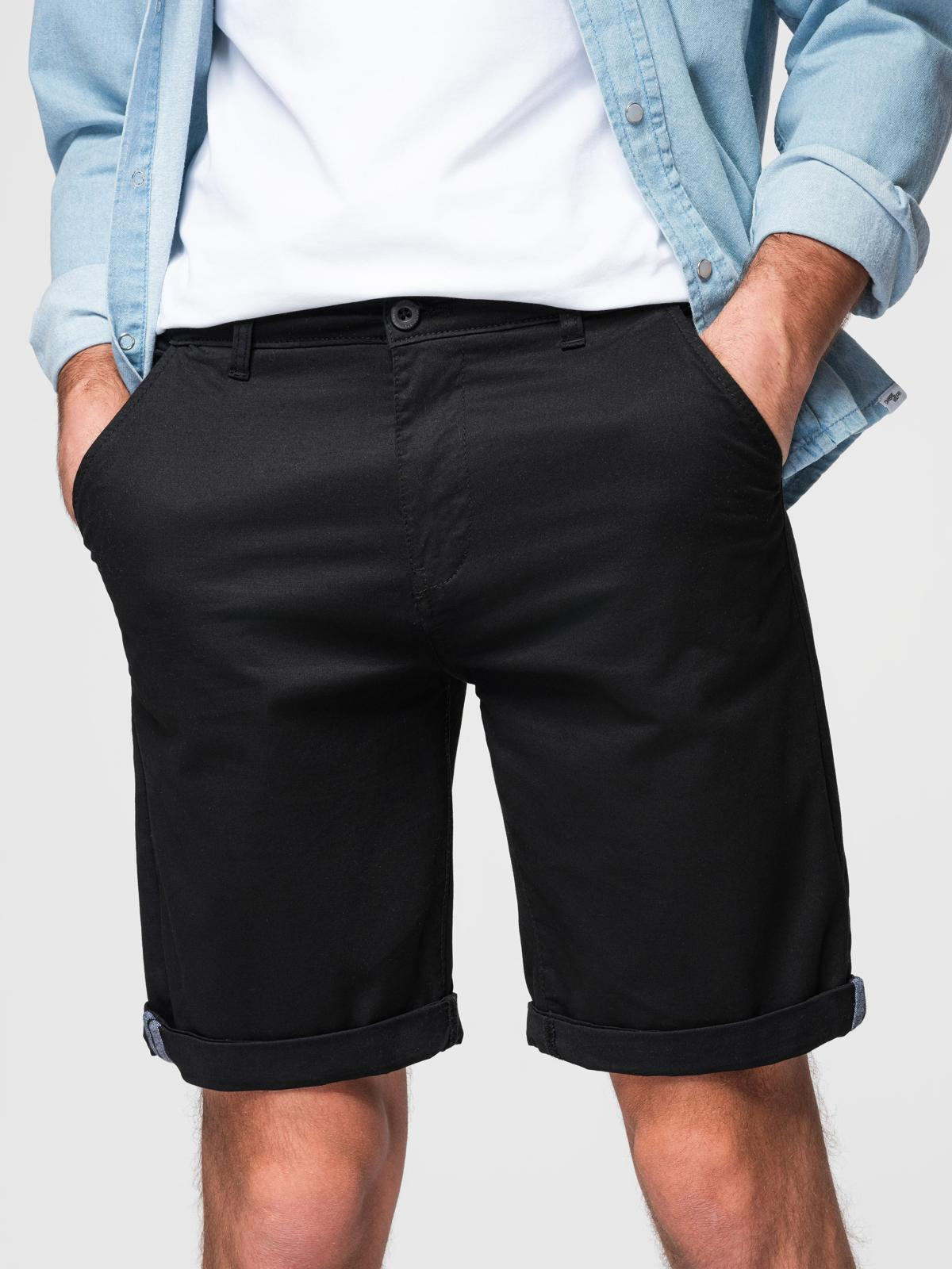Ombre Classic men's chino shorts with rolled up leg - black
