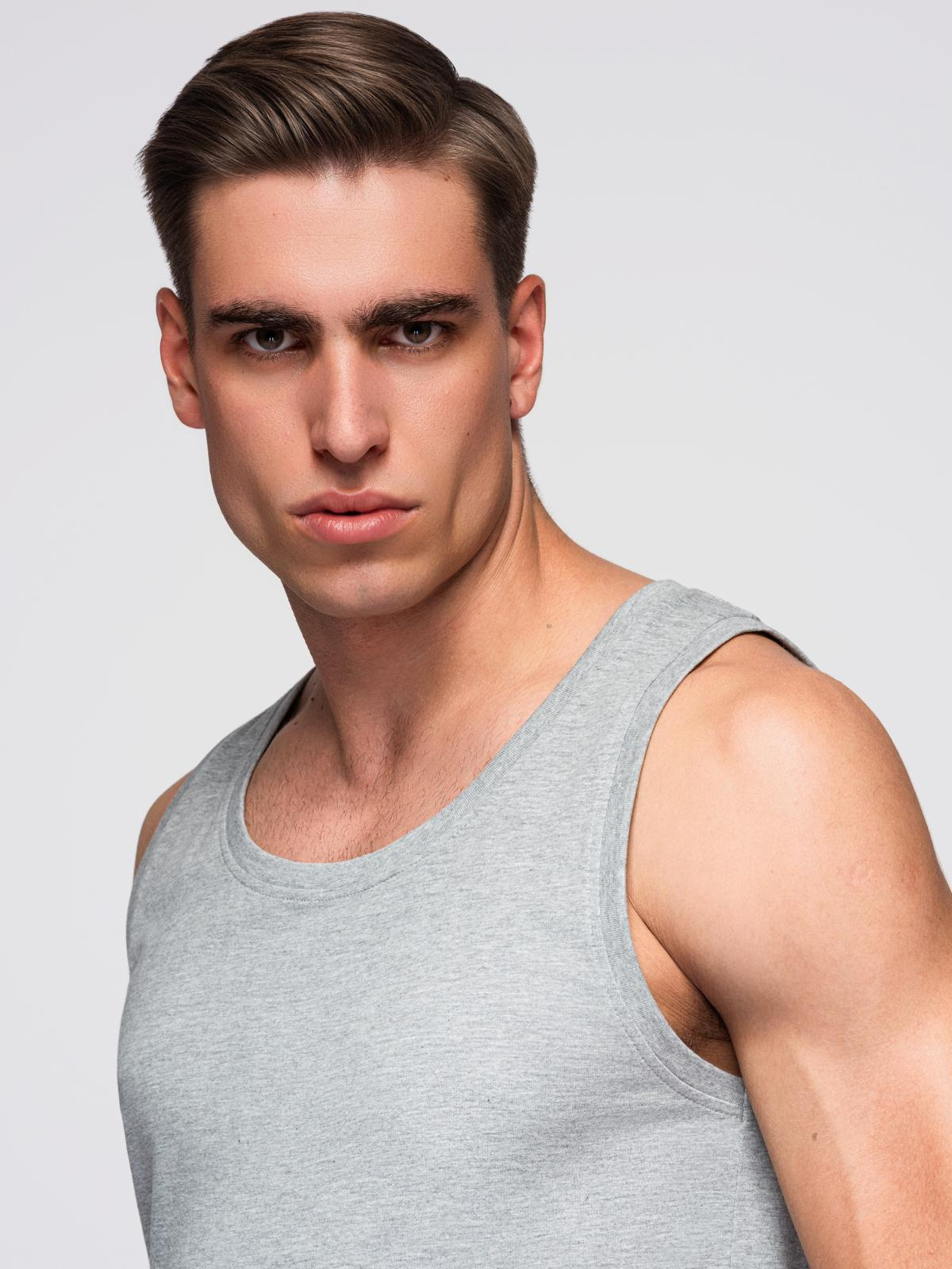 Ombre Men's BASIC cotton tank top - grey melange