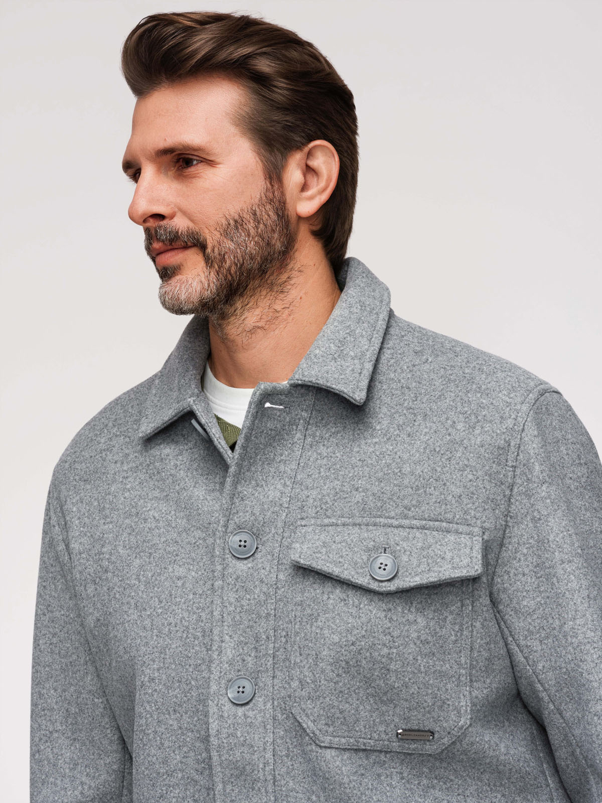 Ombre Men's lightweight fleece jacket with viscose - gray