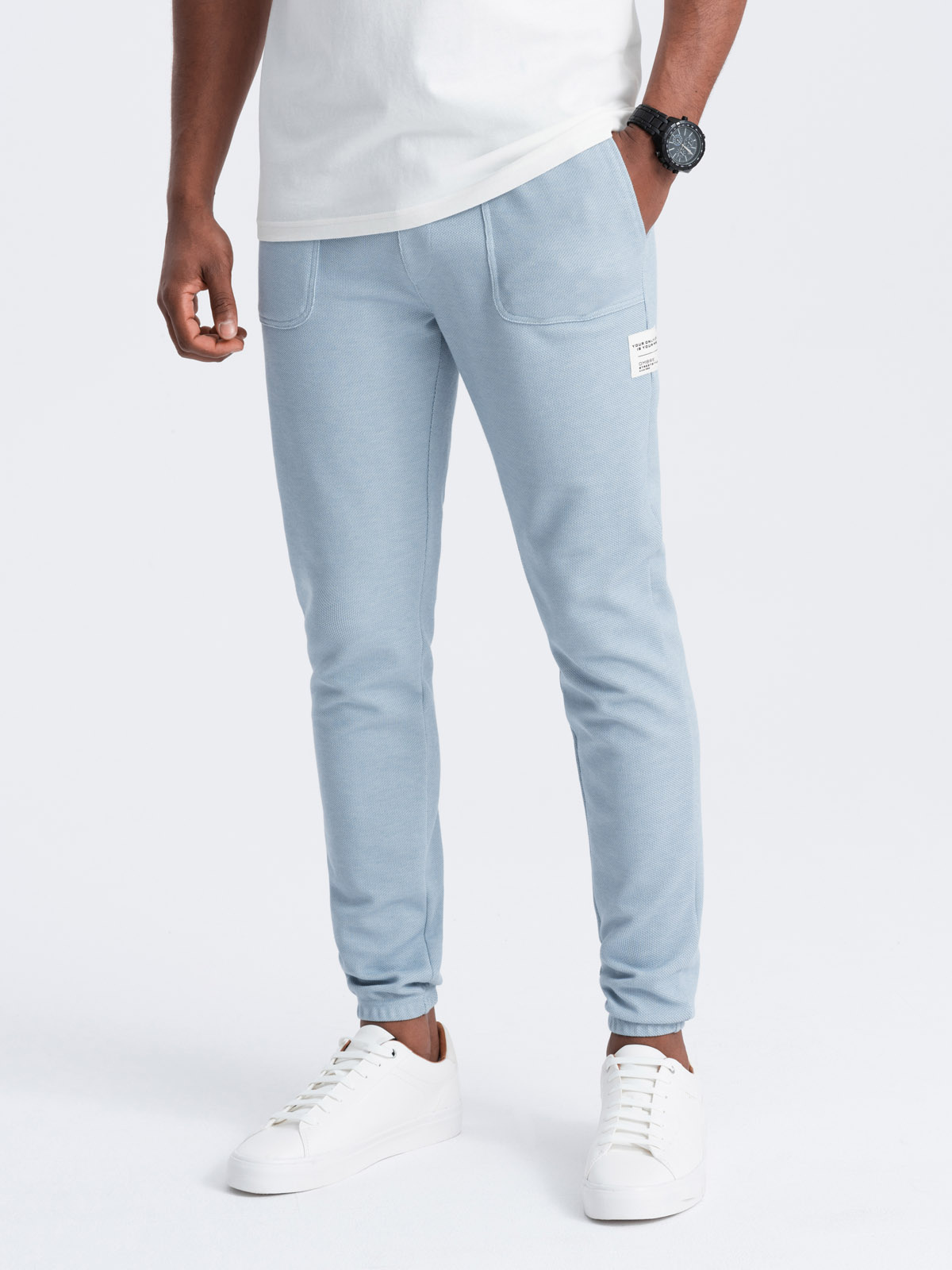 Ombre Men's Structured Knit Sweatpants - Light Blue