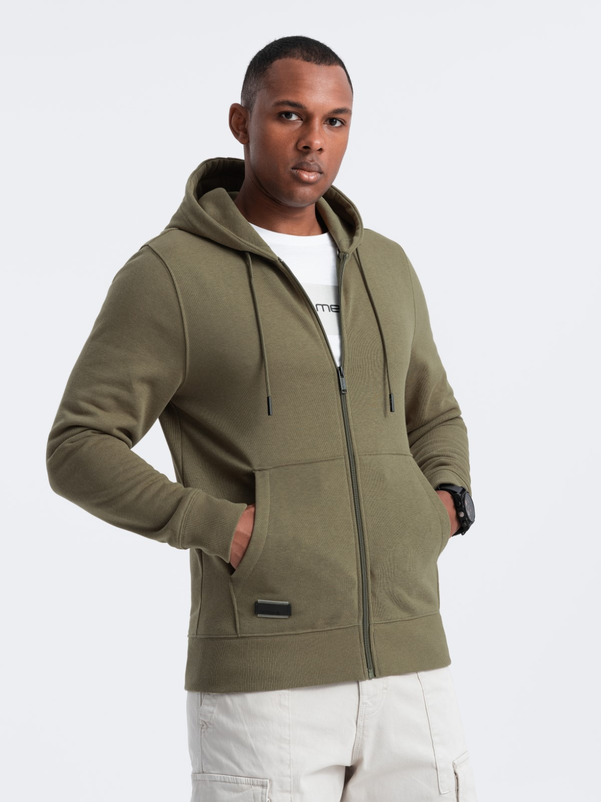 Ombre BASIC men&#039;s cotton stretch sweatshirt - olive