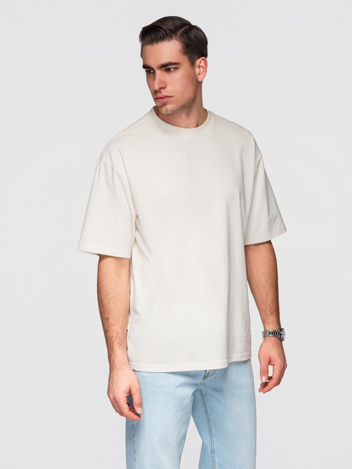 Pánske LOOSE FIT tričko s okrúhlym výstrihom - ecru