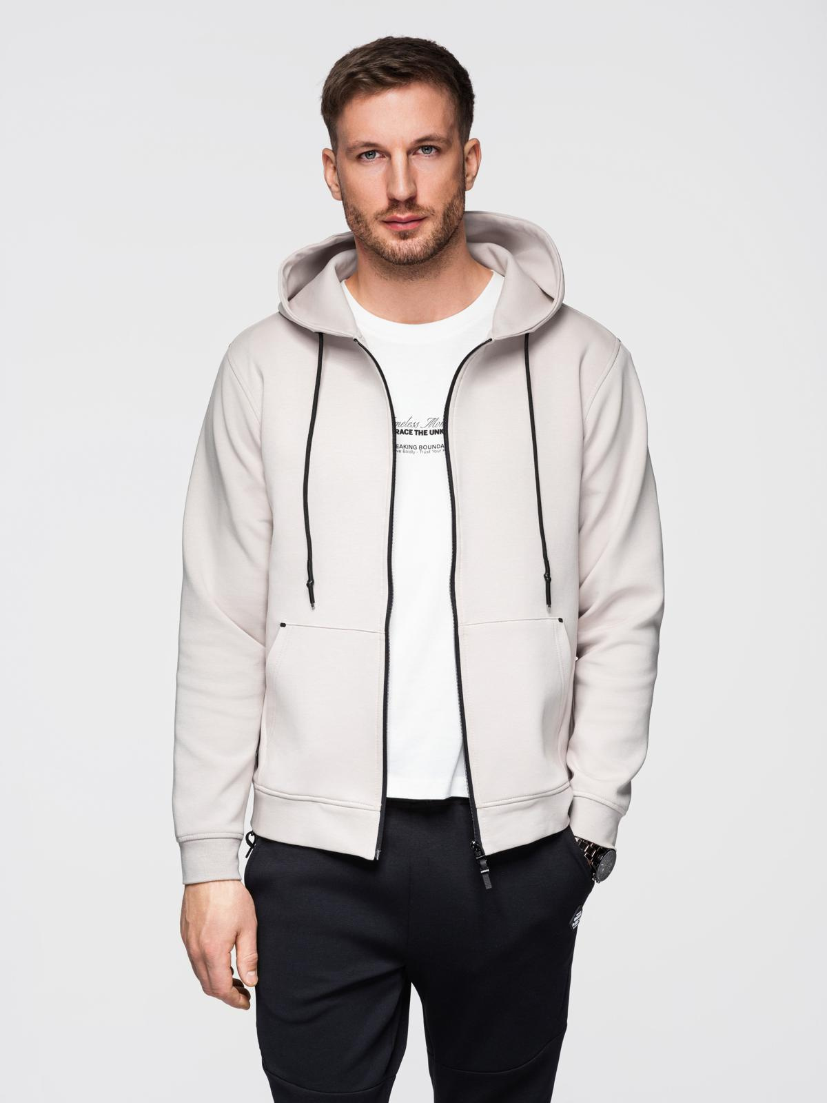 Ombre Sweatshirt unzipped hoodie in streetwear style - sand