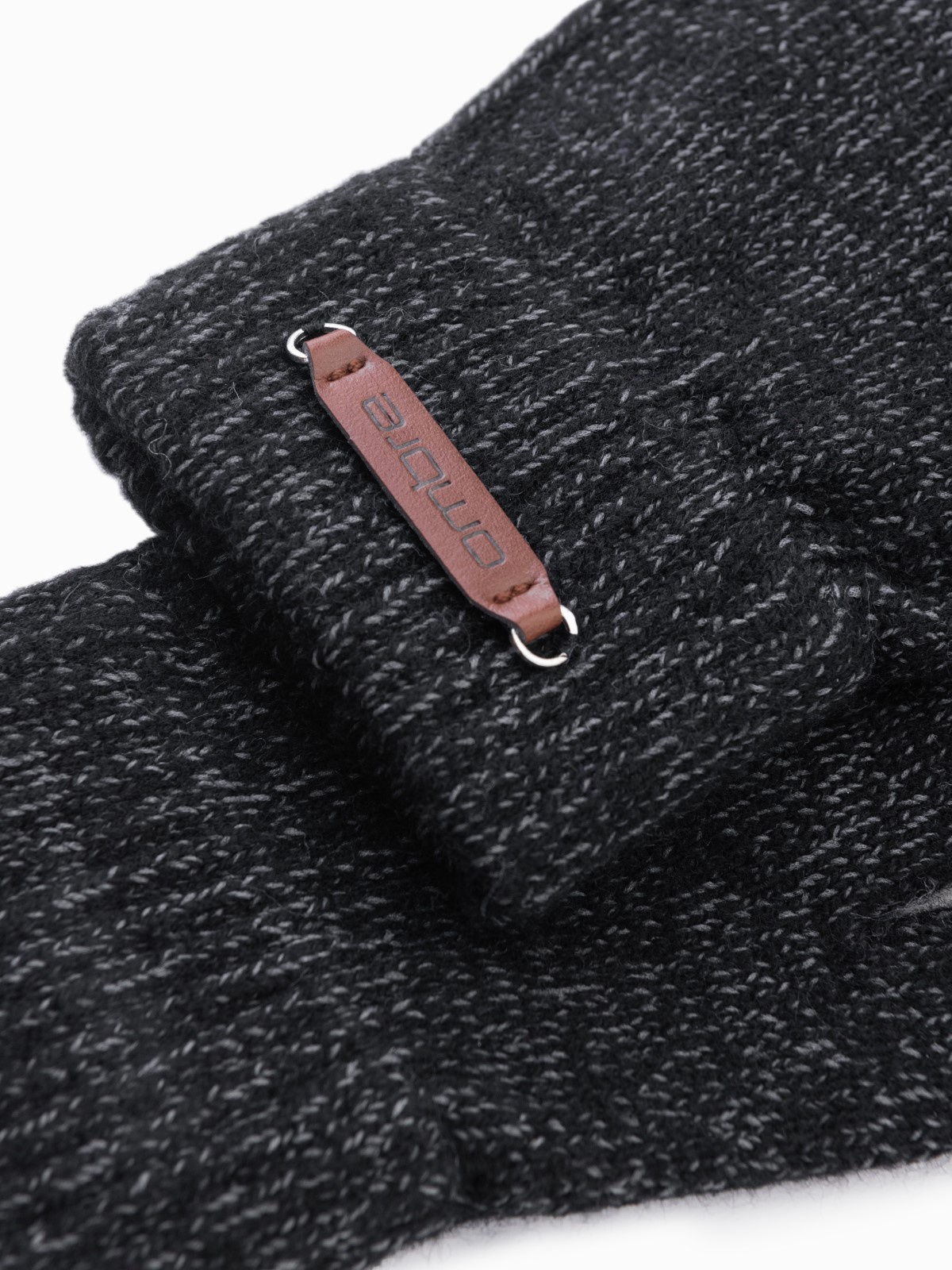 Ombre Men's knitted gloves with wool - black melange