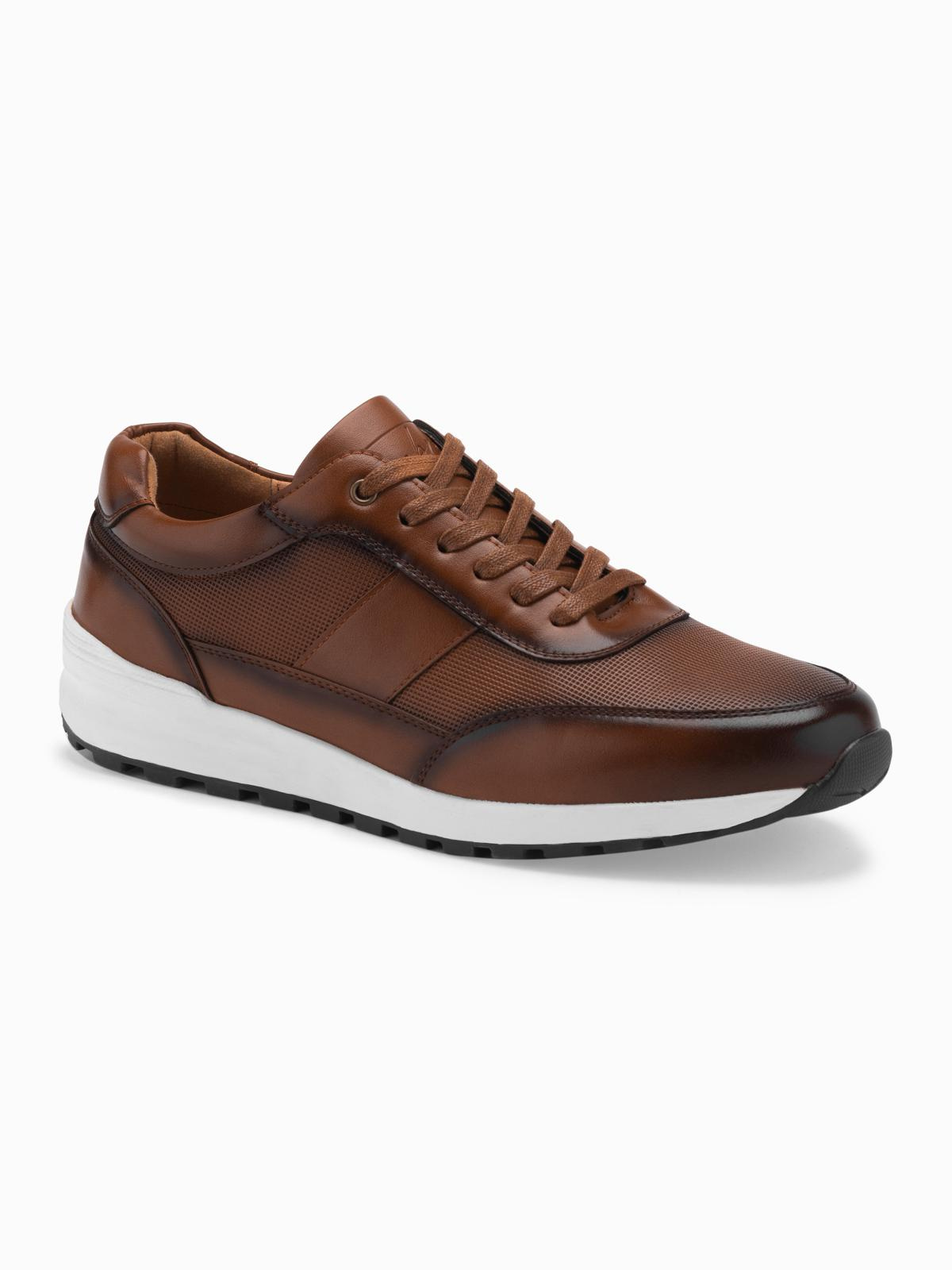 Ombre Men&#039;s eco leather sports shoes sneakers - brown