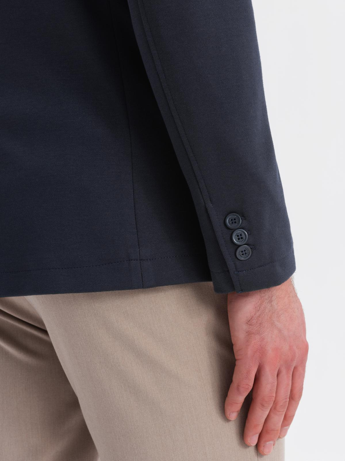 Ombre Men's SLIM knit jacket with subtle texture - navy blue