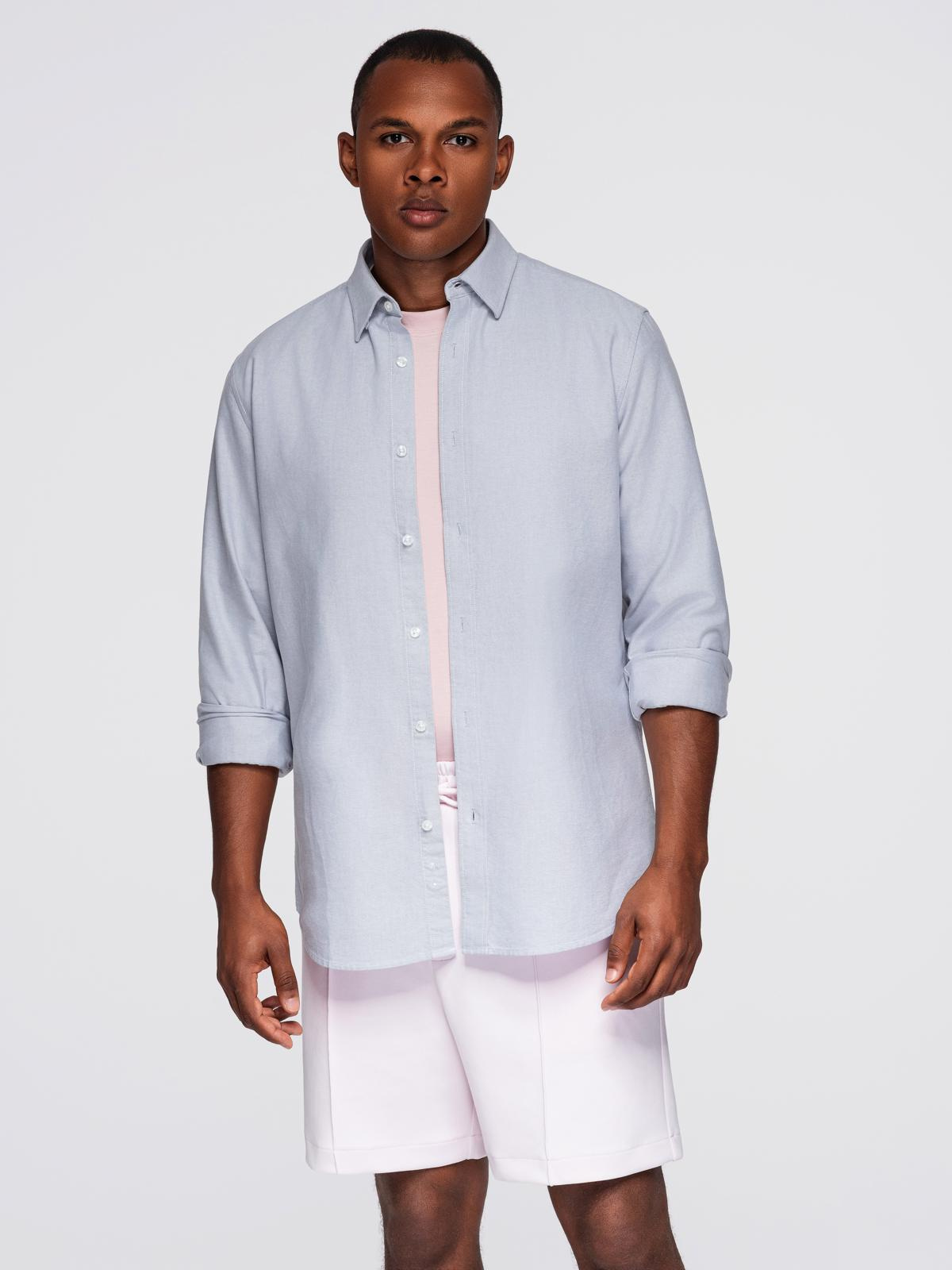 Ombre Elegant men&#039;s oxford shirt with embroidery - blue