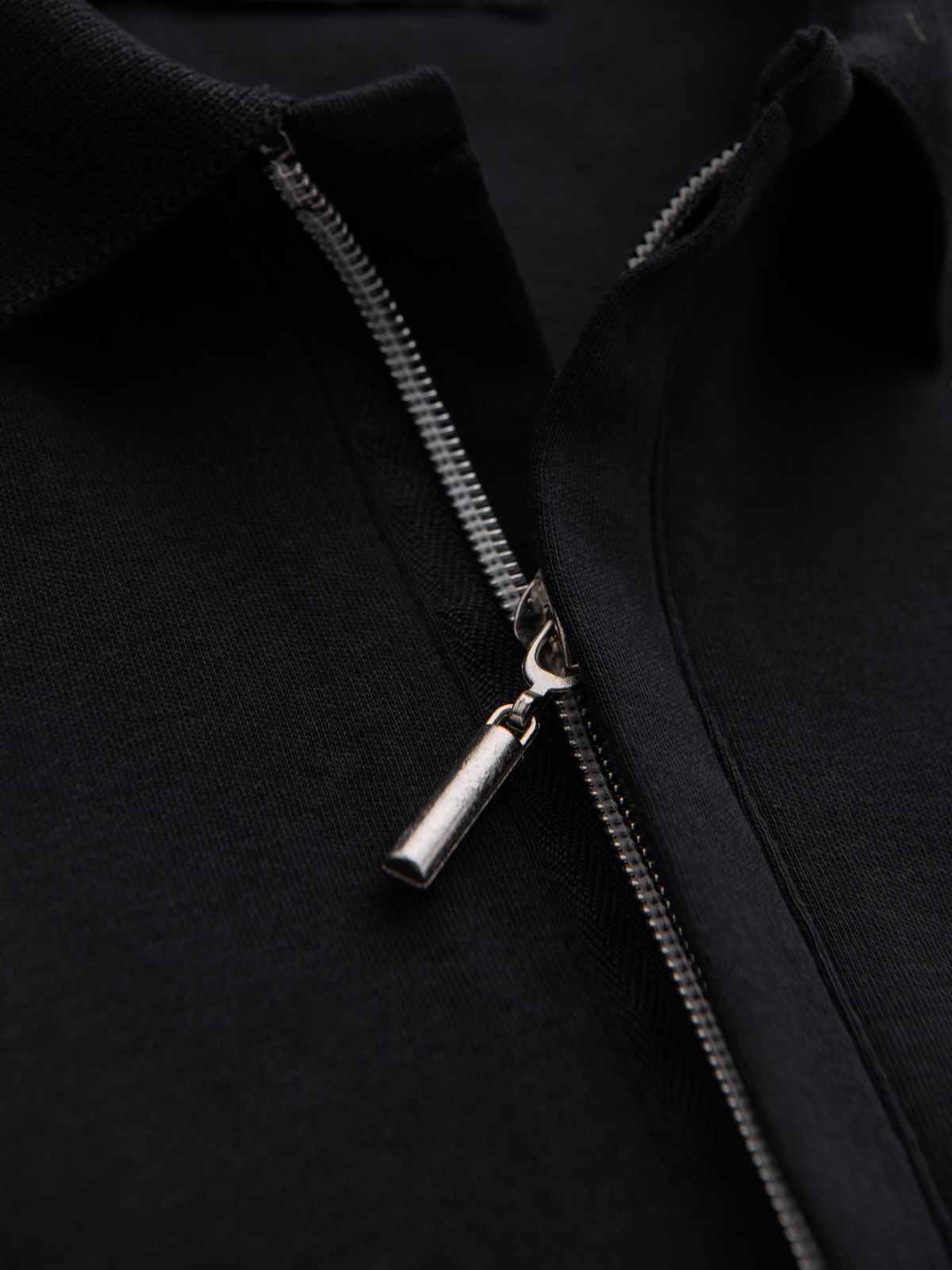 Ombre Men's polo shirt with zip neckline - black