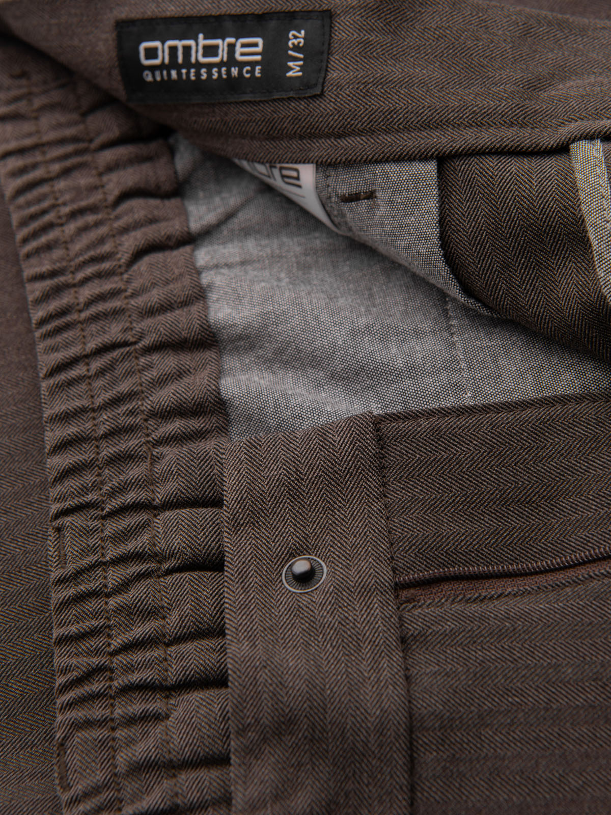 Ombre Men&#039;s chino pants with elastic waistband SLIM FIT - chocolate