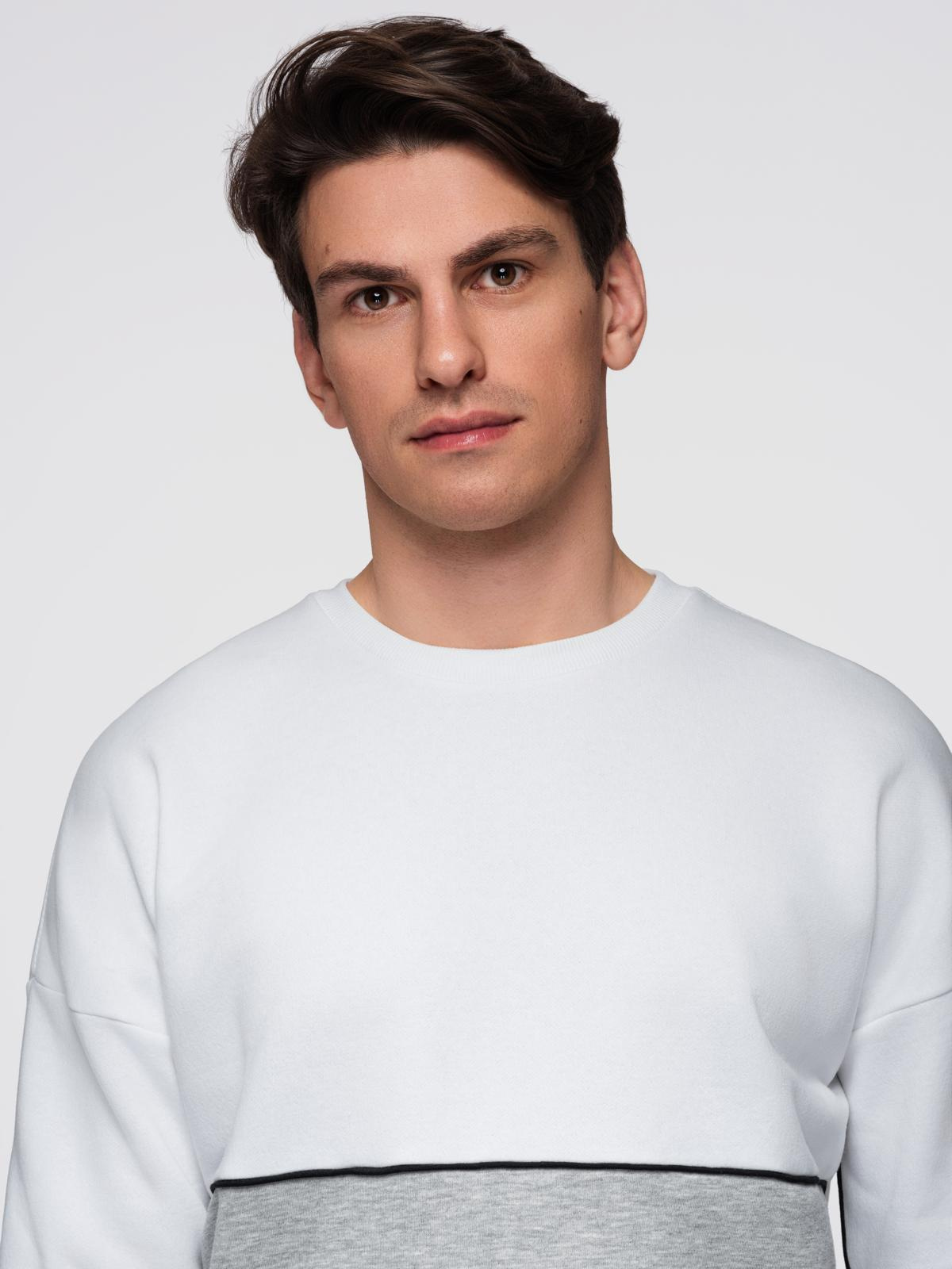 Ombre Men&#039;s OVERSIZE sweatshirt with contrasting color combination - white and gray