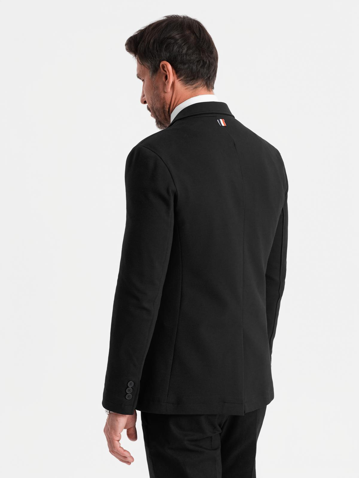Ombre Men's SLIM knit jacket with subtle texture - black