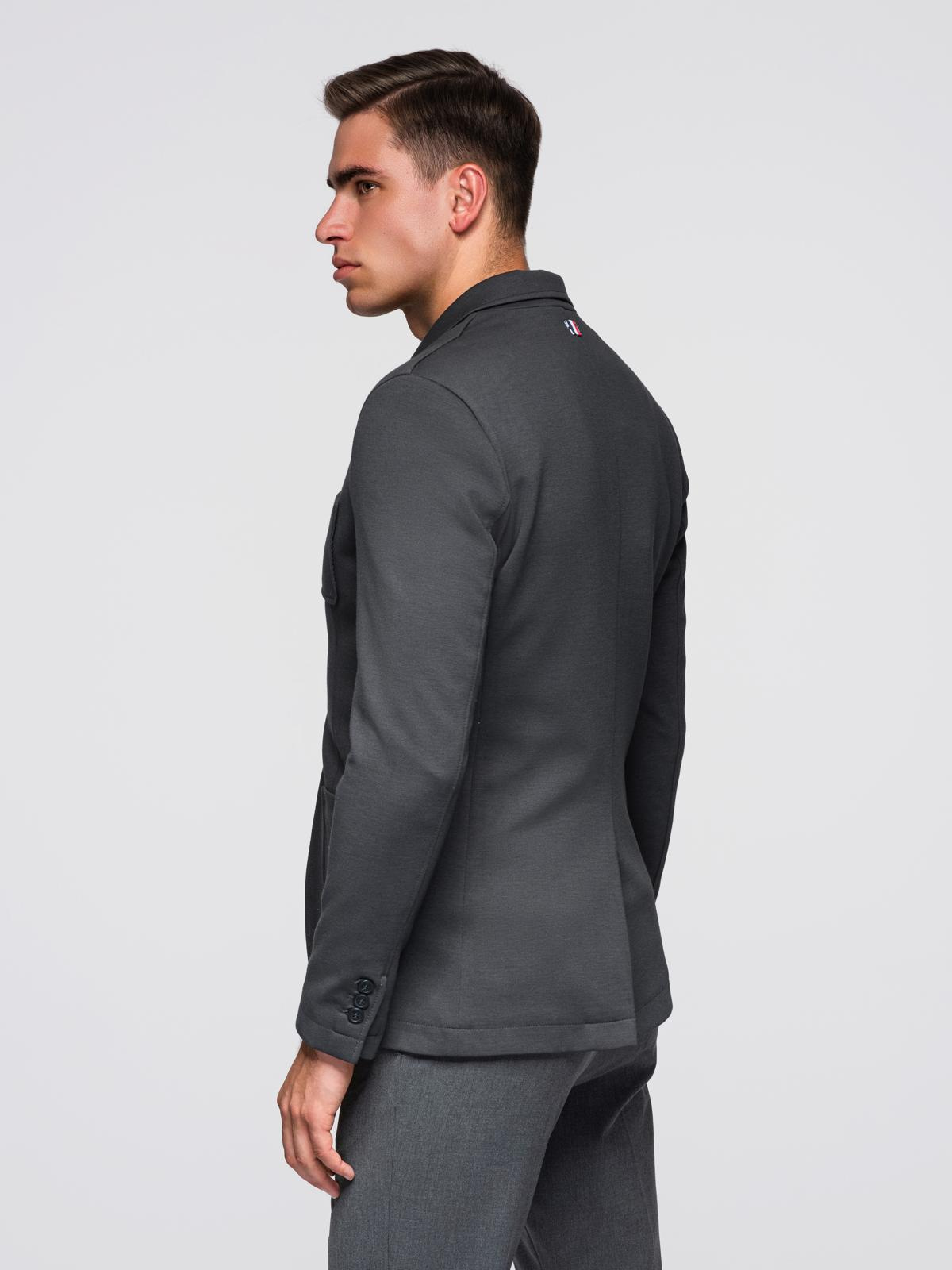 Ombre Men&#039;s SLIM knit jacket with subtle texture - graphite