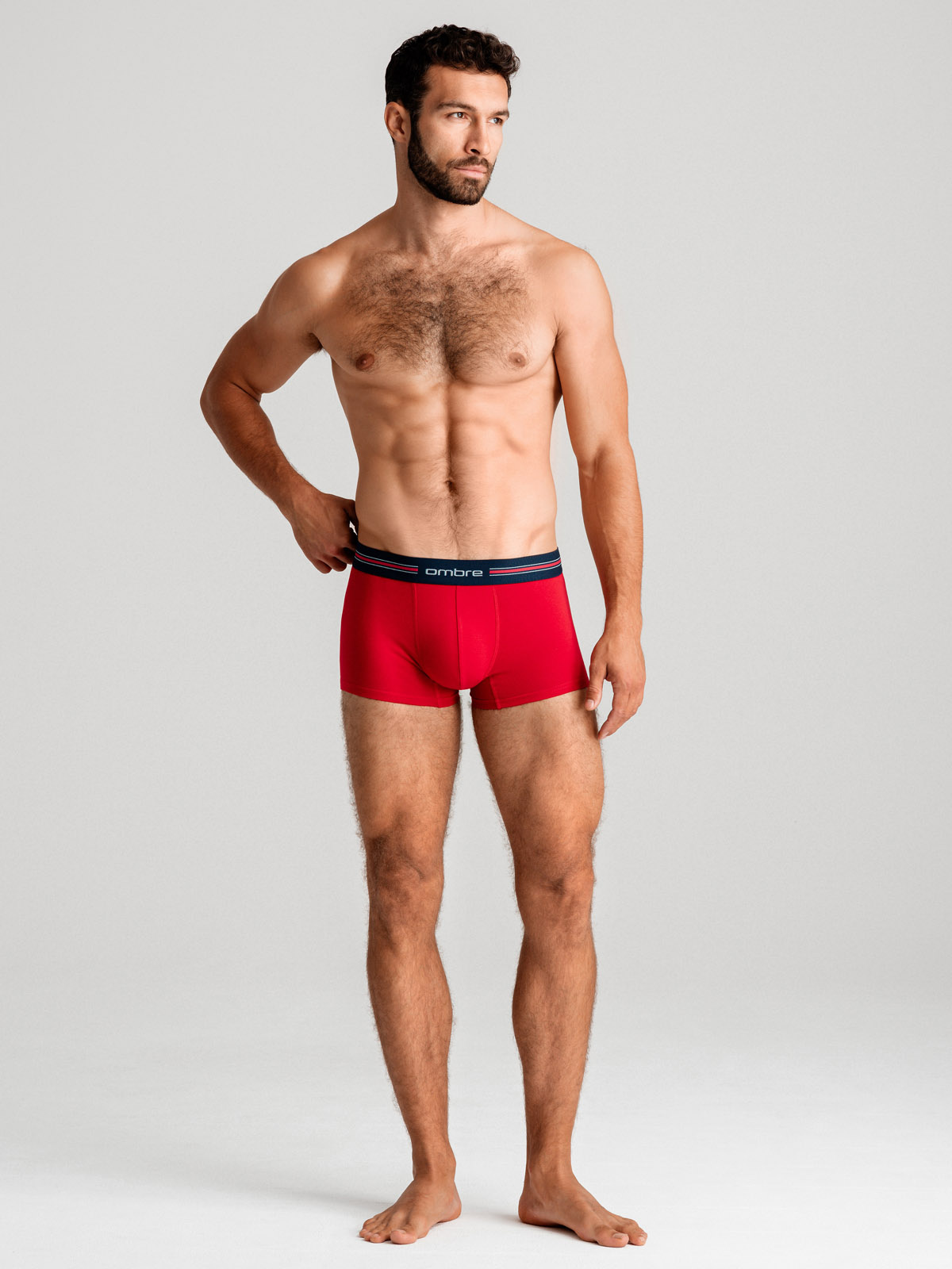 Ombre Classic fit men&#039;s boxer shorts with striped elastic band - 3 pack mix OM-UNBO