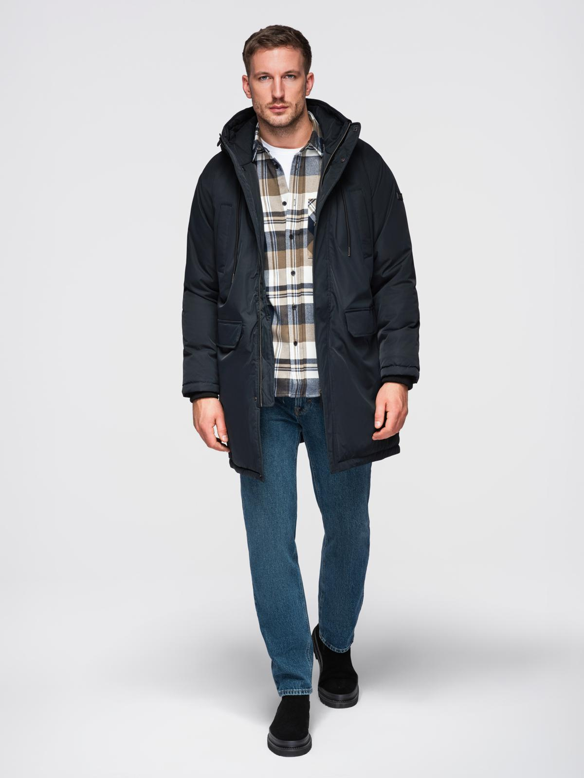 Ombre Classic long men&#039;s parka jacket - black