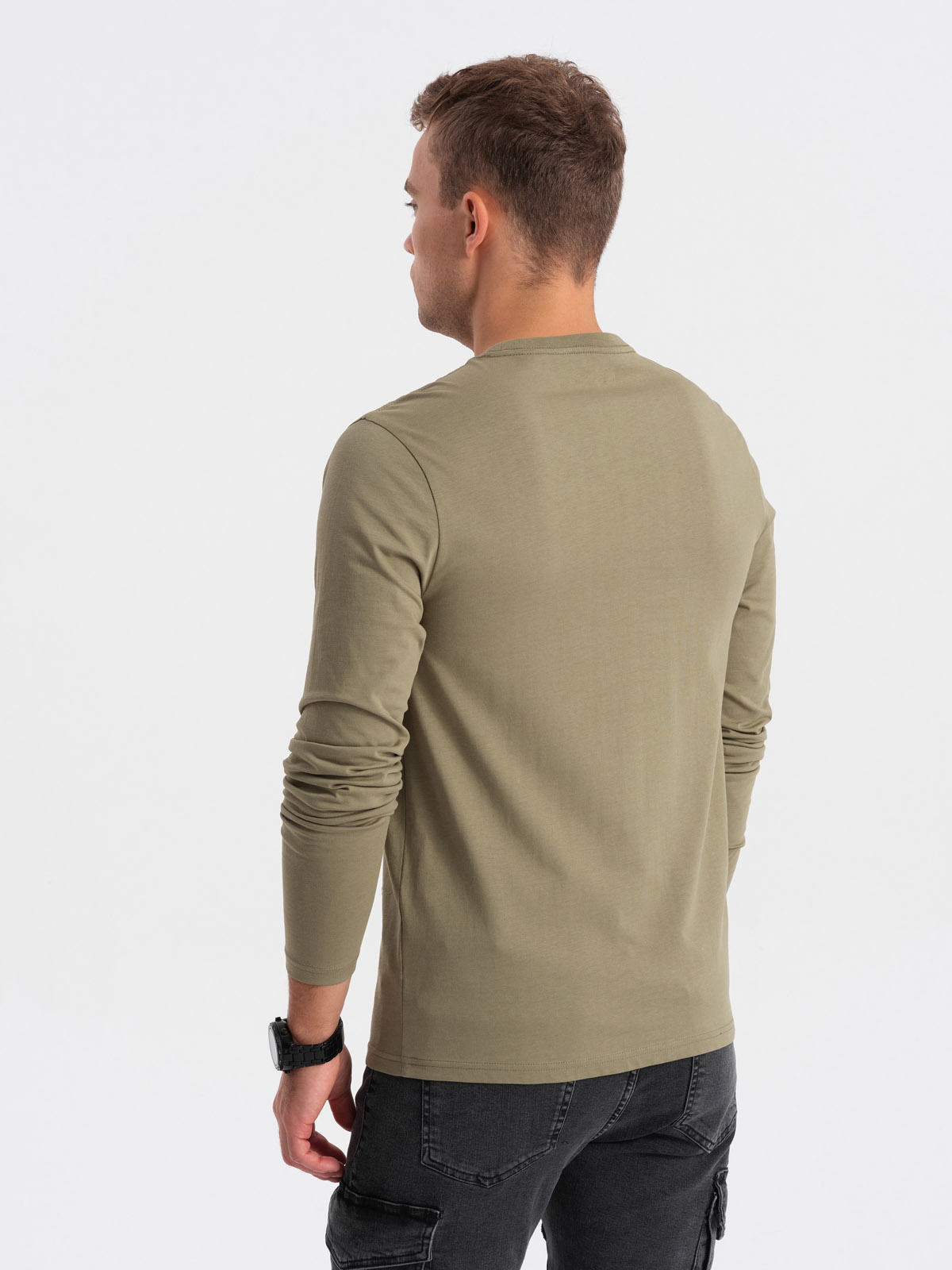 Ombre Men&#039;s map motif printed longsleeve - olive