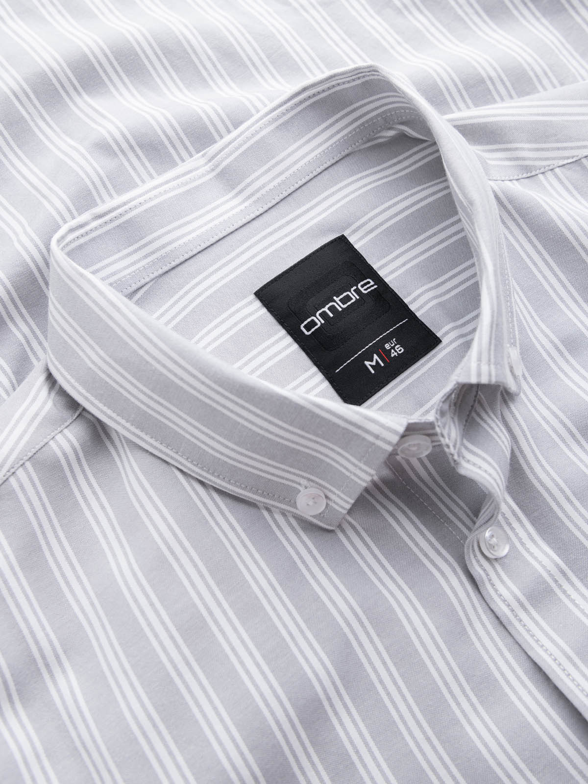 Ombre Men&#039;s REGULAR FIT shirt in white stripes with pocket - grey