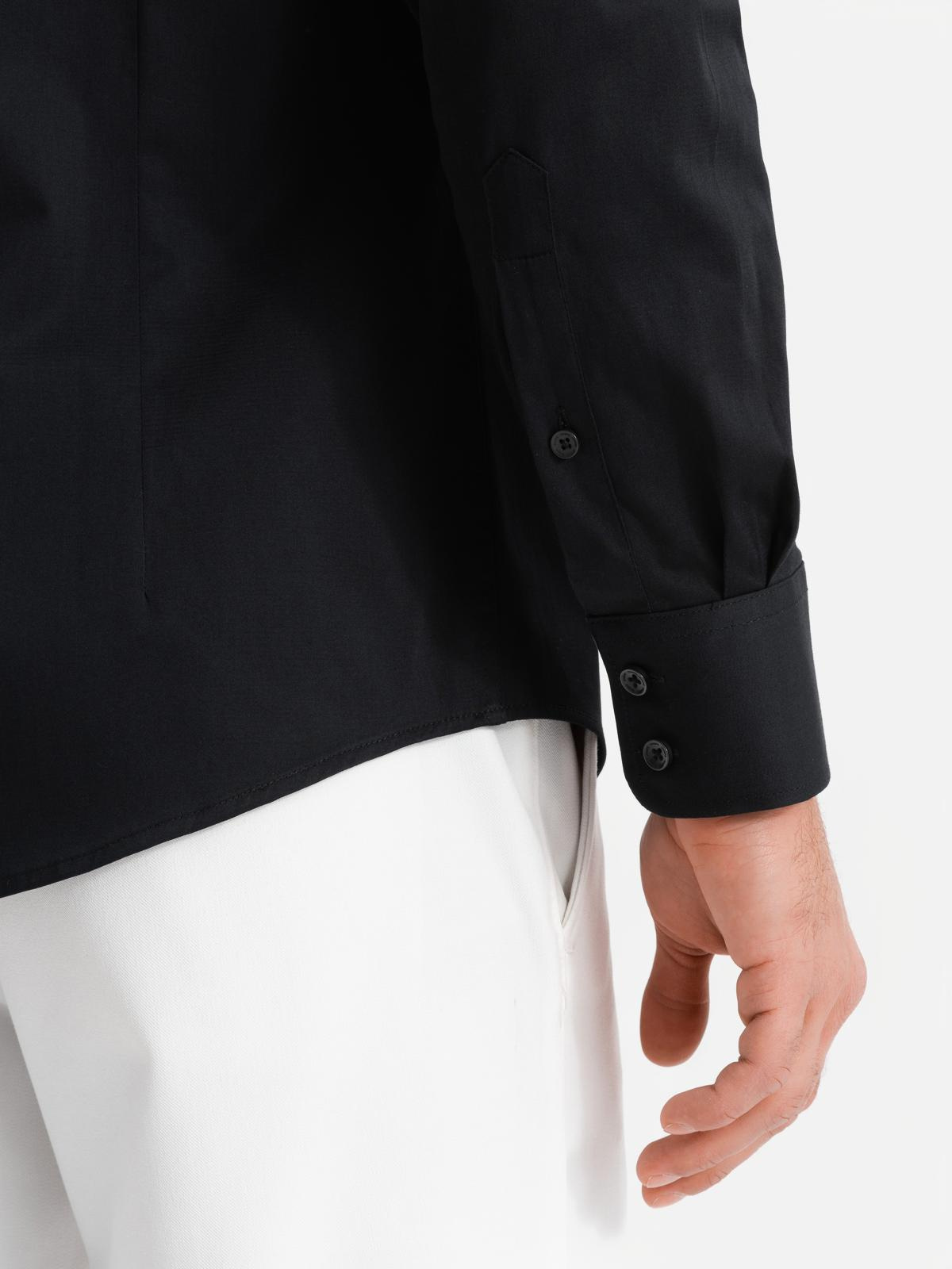 Ombre Classic men&#039;s SLIM FIT shirt in satin fabric - black