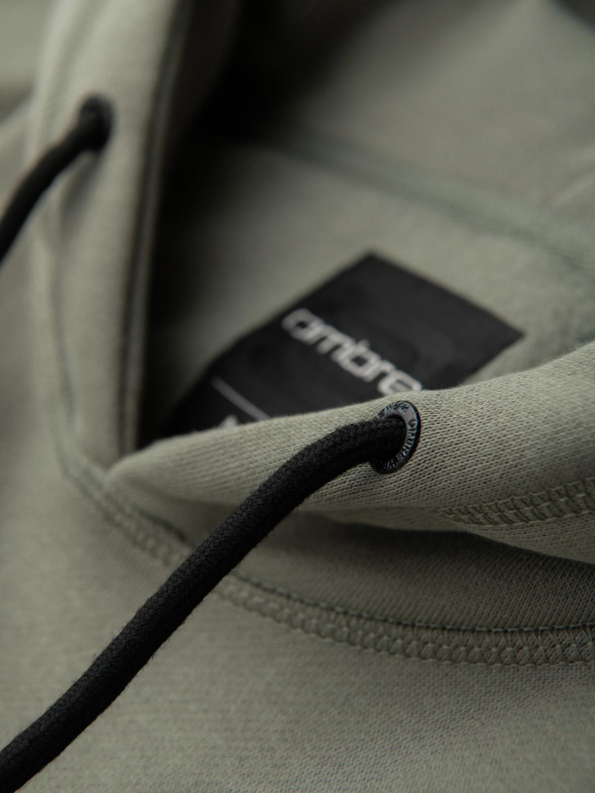 Ombre Men's kangaroo sweatshirt with embroidery and hood - khaki