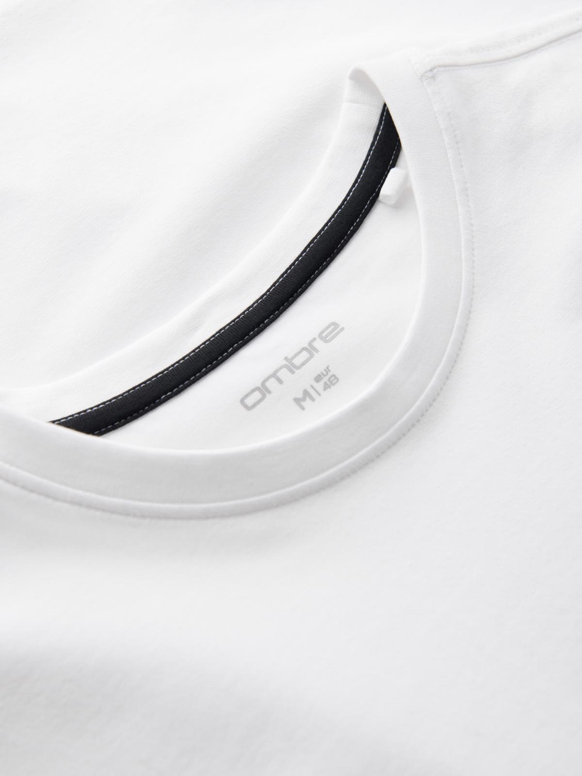 Ombre Men&#039;s SLIM FIT T-shirt with round neckline and logo - white