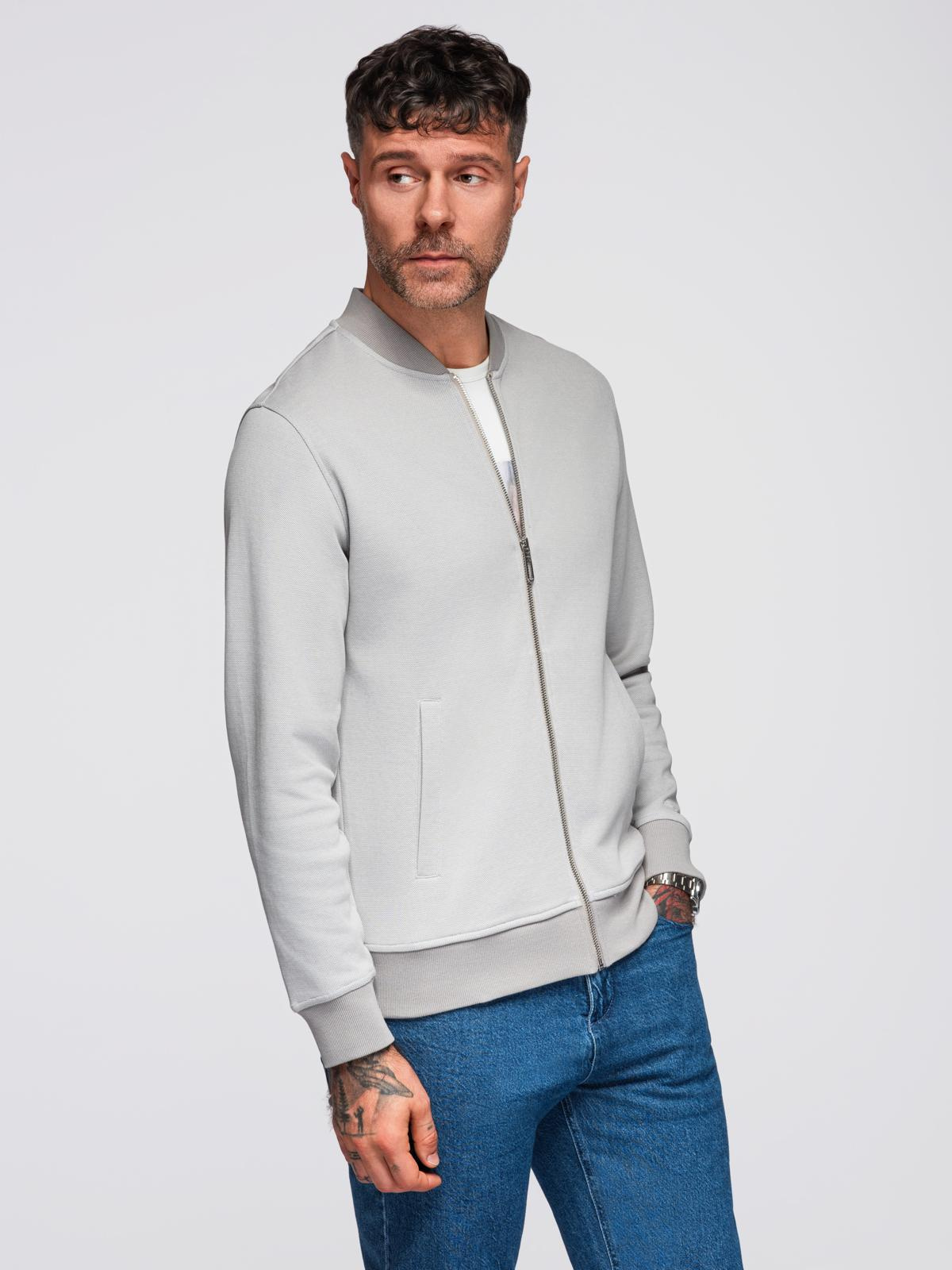 Ombre Men&#039;s pique knit bomber jacket - gray